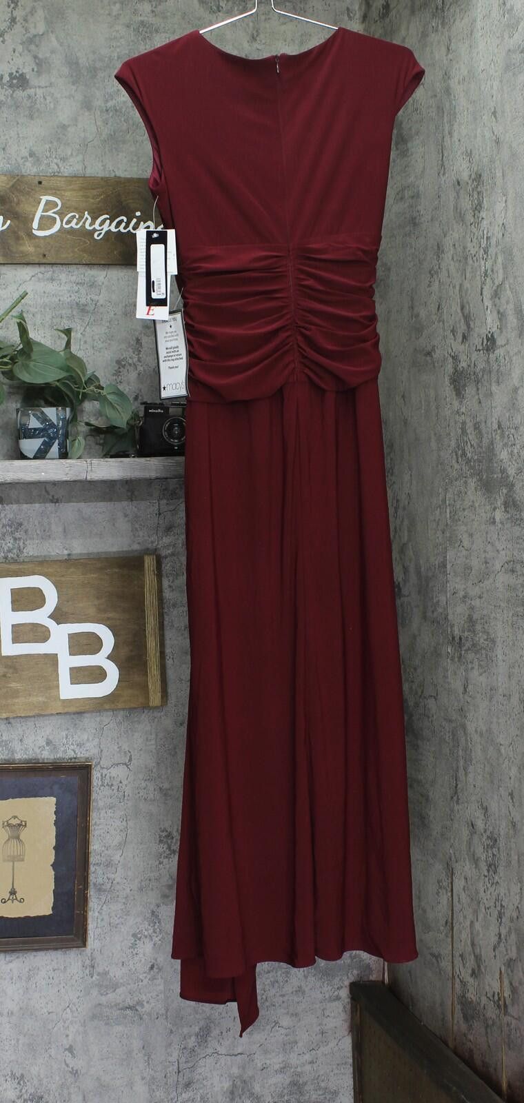 Other Betsy & Adam Sleeve Draped Slit Gown Dress Bordeaux Red 8p Size M / US 6-8 / IT 42-44 - 2 Thumbnail