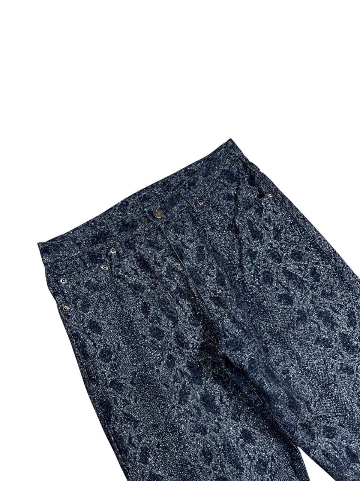 Yasuyuki Ishii 2000s Chubby Gang - Glittered Snake Skin Denim Flared Pants Size US 29 - 6 Thumbnail