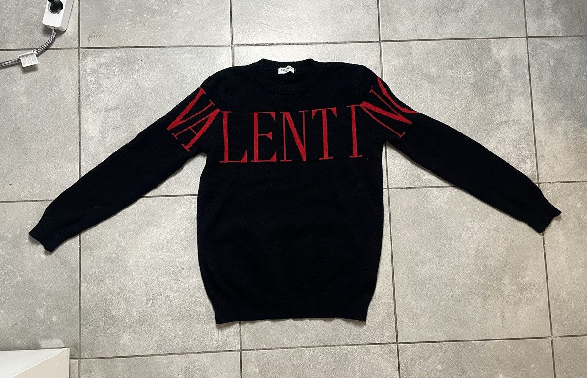 Valentino Valentino Black Logo Knit Crew-Neck Sweater Size US XL / EU 56 / 4 - 5 Thumbnail