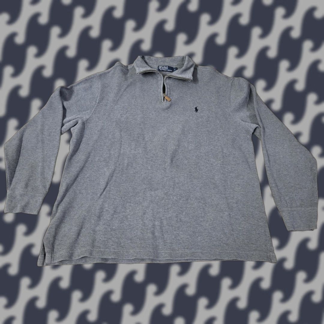 Polo Ralph Lauren Polo Ralph Lauren Sweater Mens Large Gray Quarter Zip Mock Neck Knit Size US L / EU 52-54 / 3 - 1 Thumbnail
