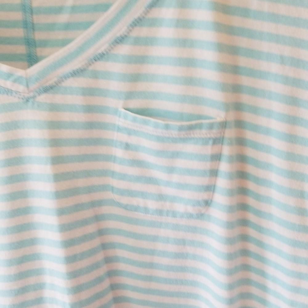 Designer Striped V-Neck Pocket Tee, XL Size XL / US 12-14 / IT 48-50 - 2 Thumbnail