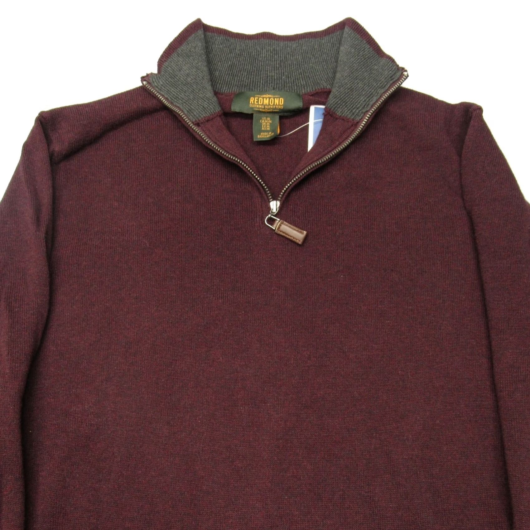 Vintage Redmond Sweater Men Medium Burgundy Collared Mock 1/4Zip Knit Soft Midweight NEW Size US M / EU 48-50 / 2 - 5 Thumbnail