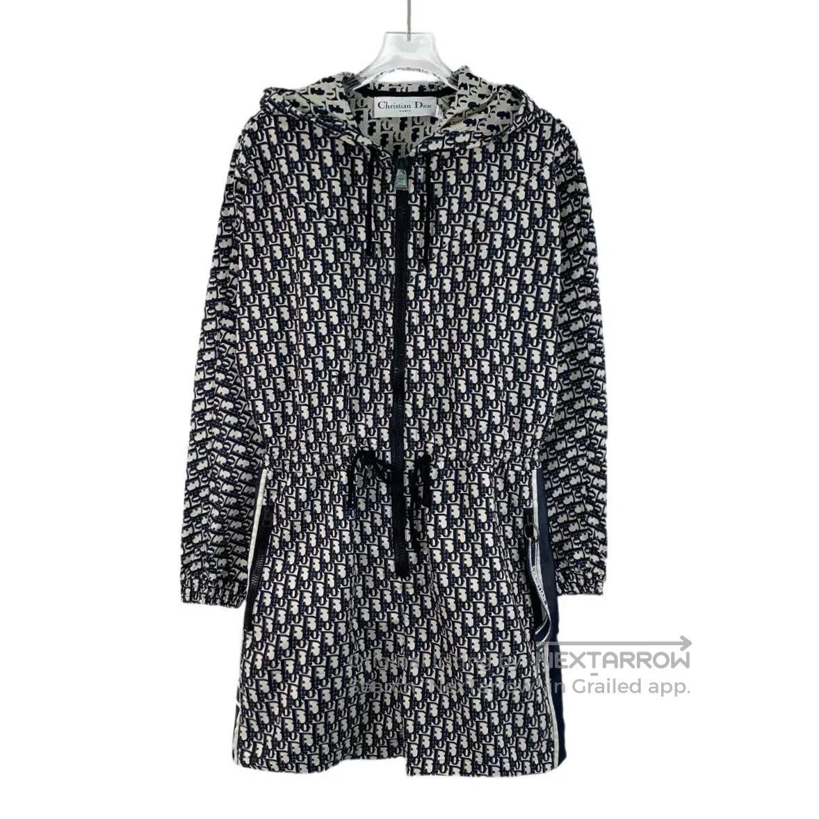dior color logo hoodie jumpsuit with drawstring.