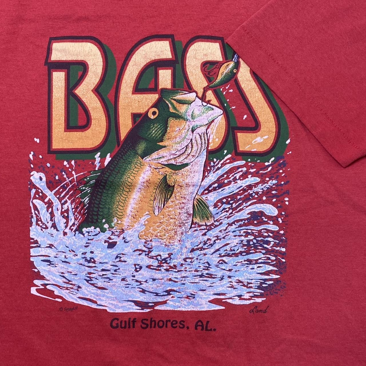 Fruit Of The Loom Vintage Gulf Shores, AL Red Bass Fishing Tee Size Large Size US L / EU 52-54 / 3 - 3 Thumbnail