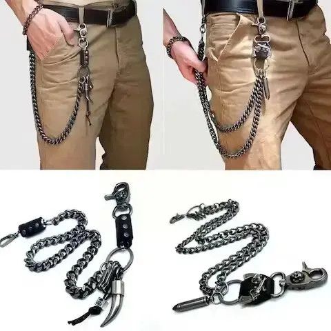 Jewelry Hip hop punk horns skull metal casual wild pants chain Size ONE SIZE - 2 Thumbnail