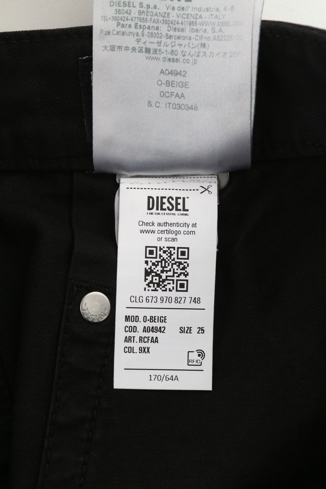 Diesel O-BEIGE W25 Black Twill Button A-Line Mini Skirt 41314 Size 25" / US 0 / IT 36 - 11 Thumbnail
