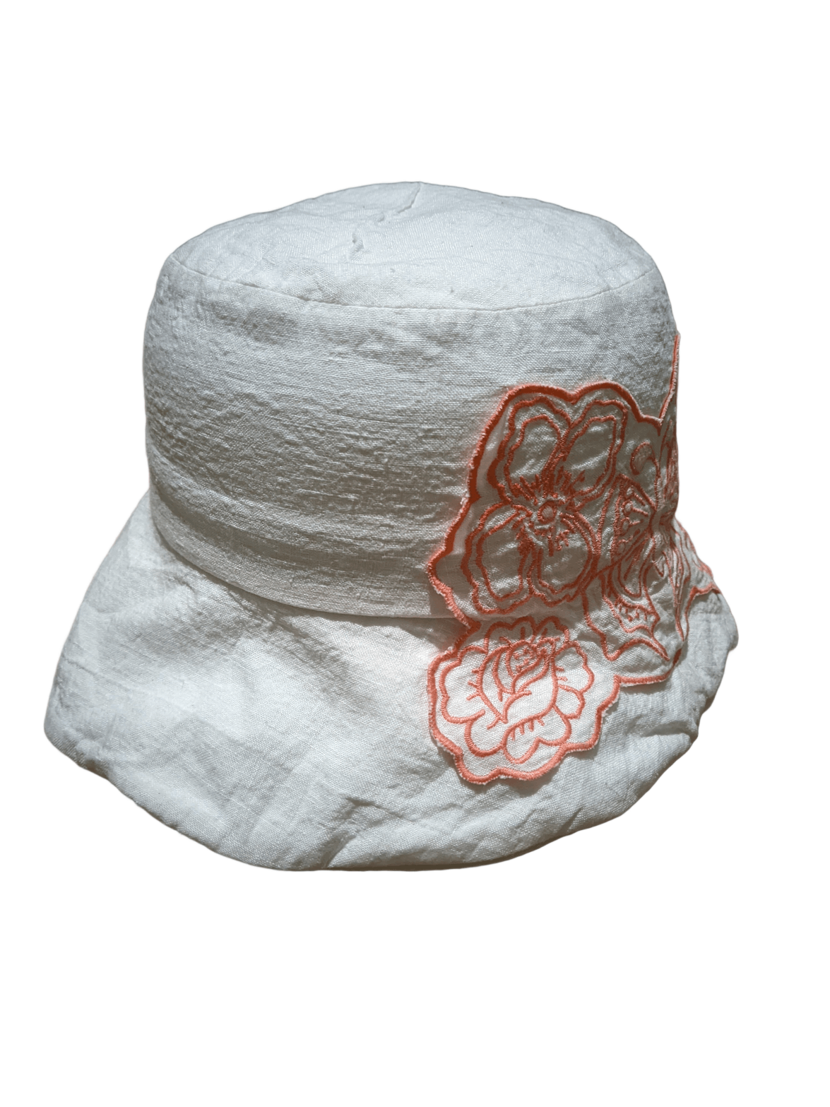 White Anna Sui Patches Floral Butterfly Design Bucket Hat