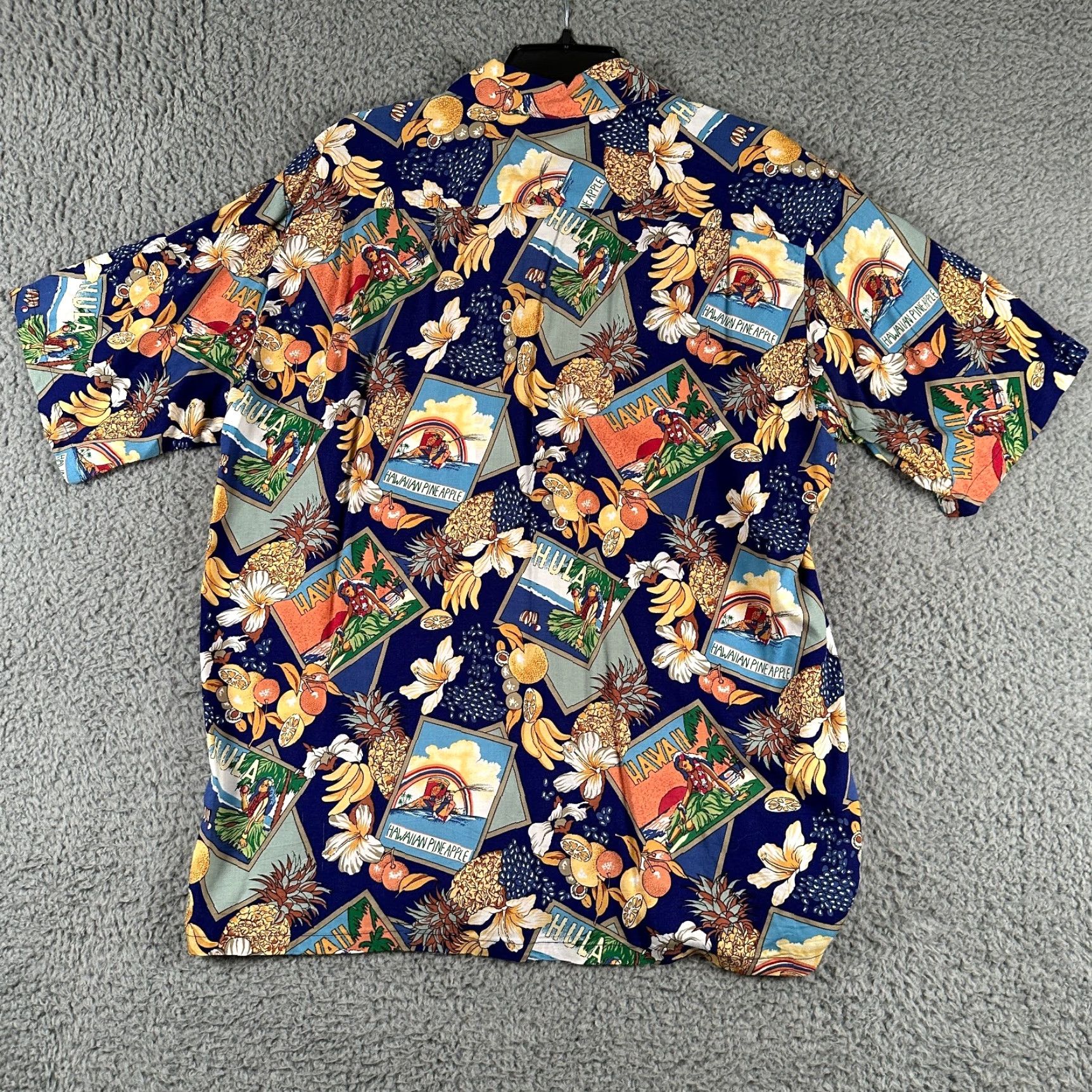 Reyn Spooner Reyn Spooner Shirt Men's Large Hawaiian Pineapple Postcards Rayon Multicolor Floral Button-Up Collared Size US L / EU 52-54 / 3 - 6 Thumbnail