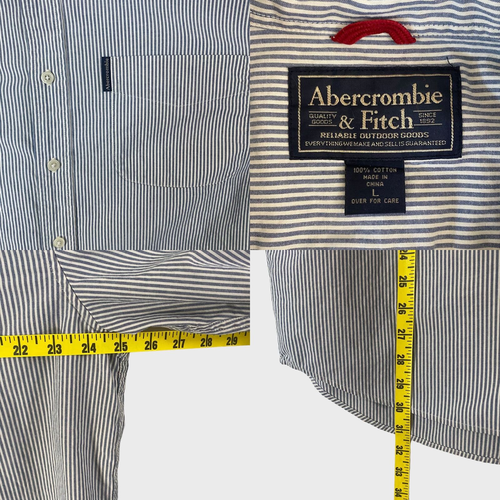 Abercrombie & Fitch Abercrombie & Fitch Classic Button-Down Pocket Shirt Blue Stripe Men's L Large Button-Up Shirt Size US L / EU 52-54 / 3 - 8 Thumbnail
