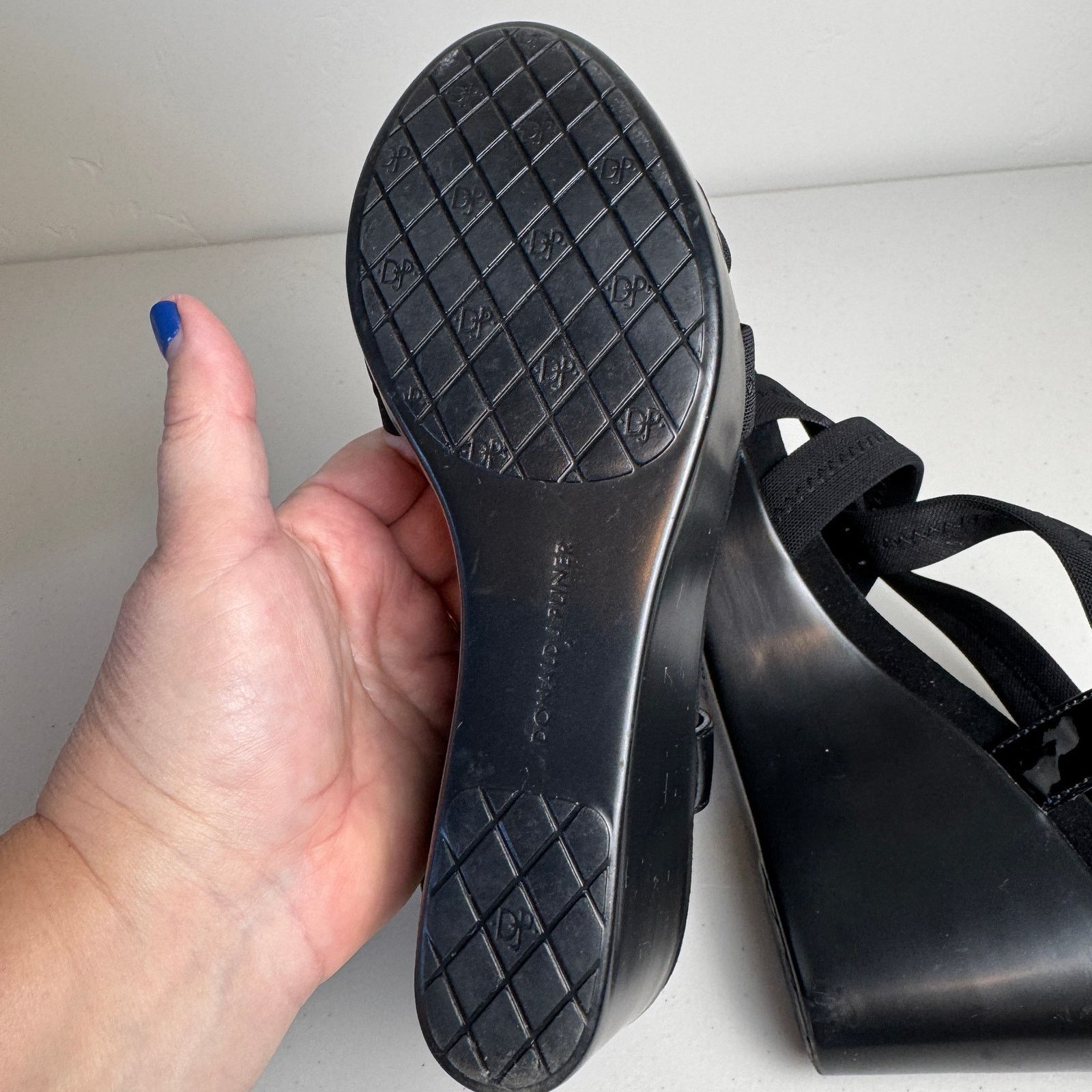 Donald Pliner × Other Donald J Pliner Dani Black Strappy Stretch Wedge Sandals 8 Size US 8 / IT 38 - 9 Thumbnail