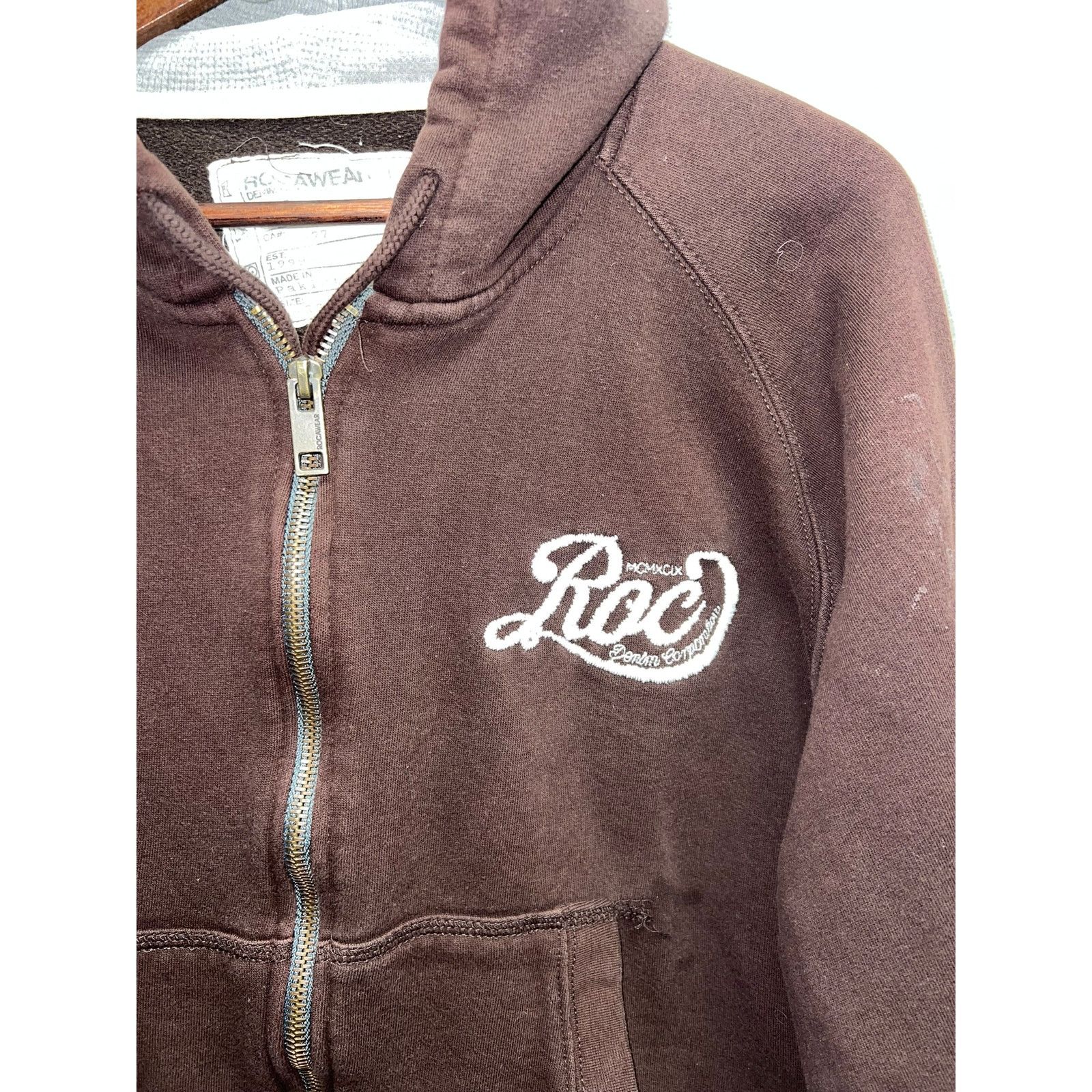 Vintage Rocawear Brown Hoodie Roc Denim Co Premium Honor Y2K Large Size US L / EU 52-54 / 3 - 2 Thumbnail