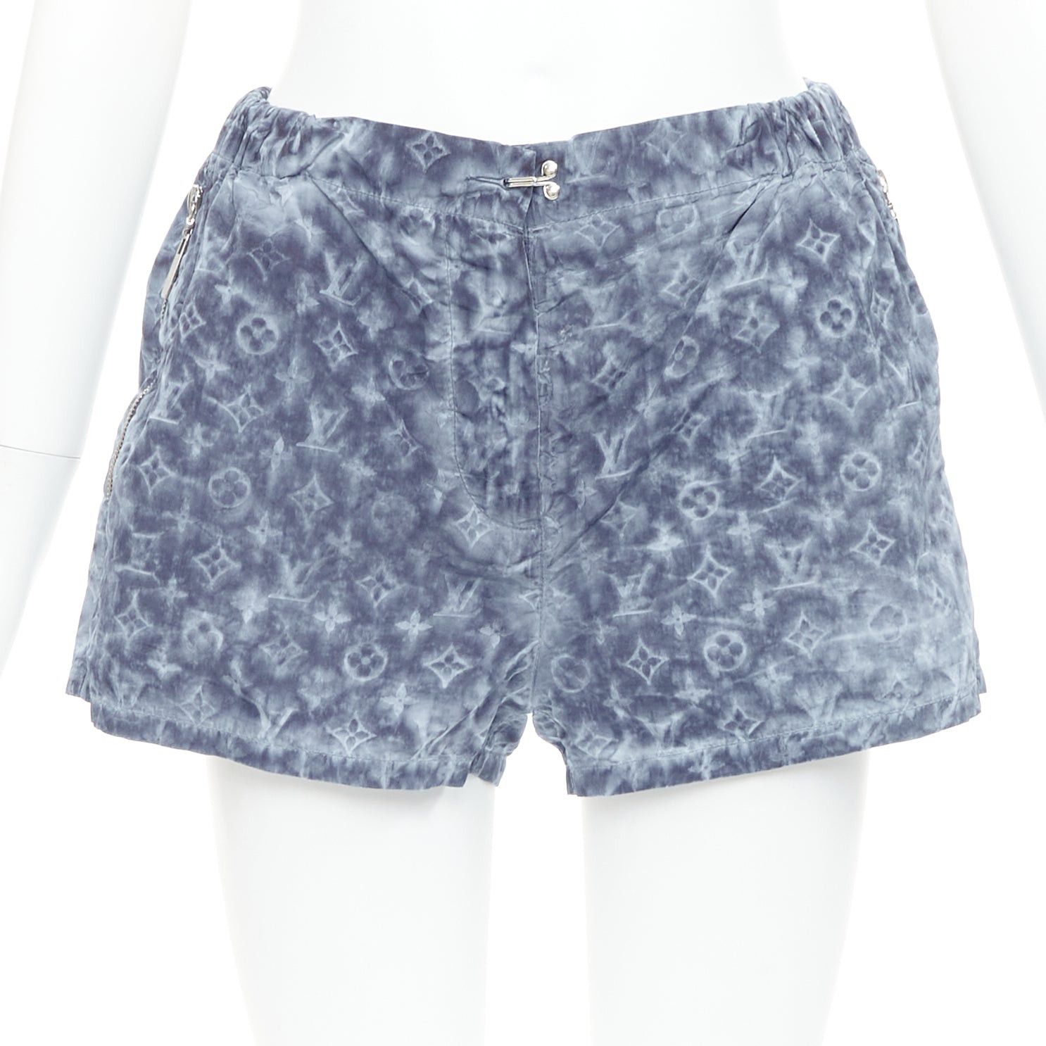 Louis Vuitton LOUIS VUITTON blue grey tie dye stencil effect monogram print shorts FR36 S Size 27" / US 4 / IT 40 - 1 Thumbnail