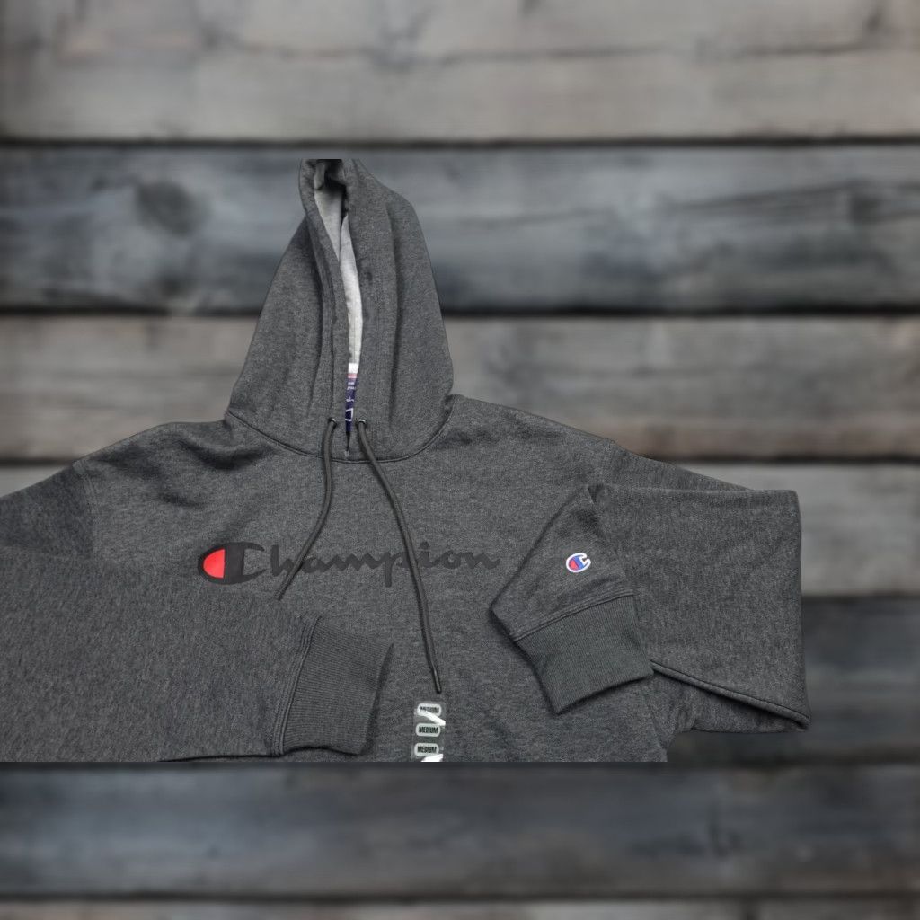 Champion Champion Sweatshirt Men Medium Gray Spell Out Hooded Pullover Fleece Stretch NWT Size US M / EU 48-50 / 2 - 1 Thumbnail