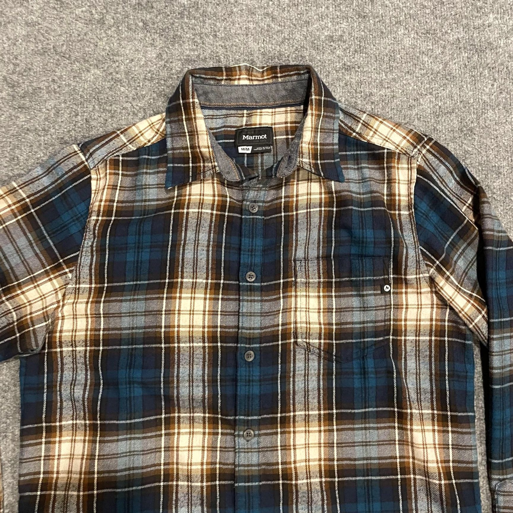 Marmot Marmot Fairfax Midweight Flannel Shirt Mens Medium Blue Brown Plaid Button Front Size US M / EU 48-50 / 2 - 3 Thumbnail