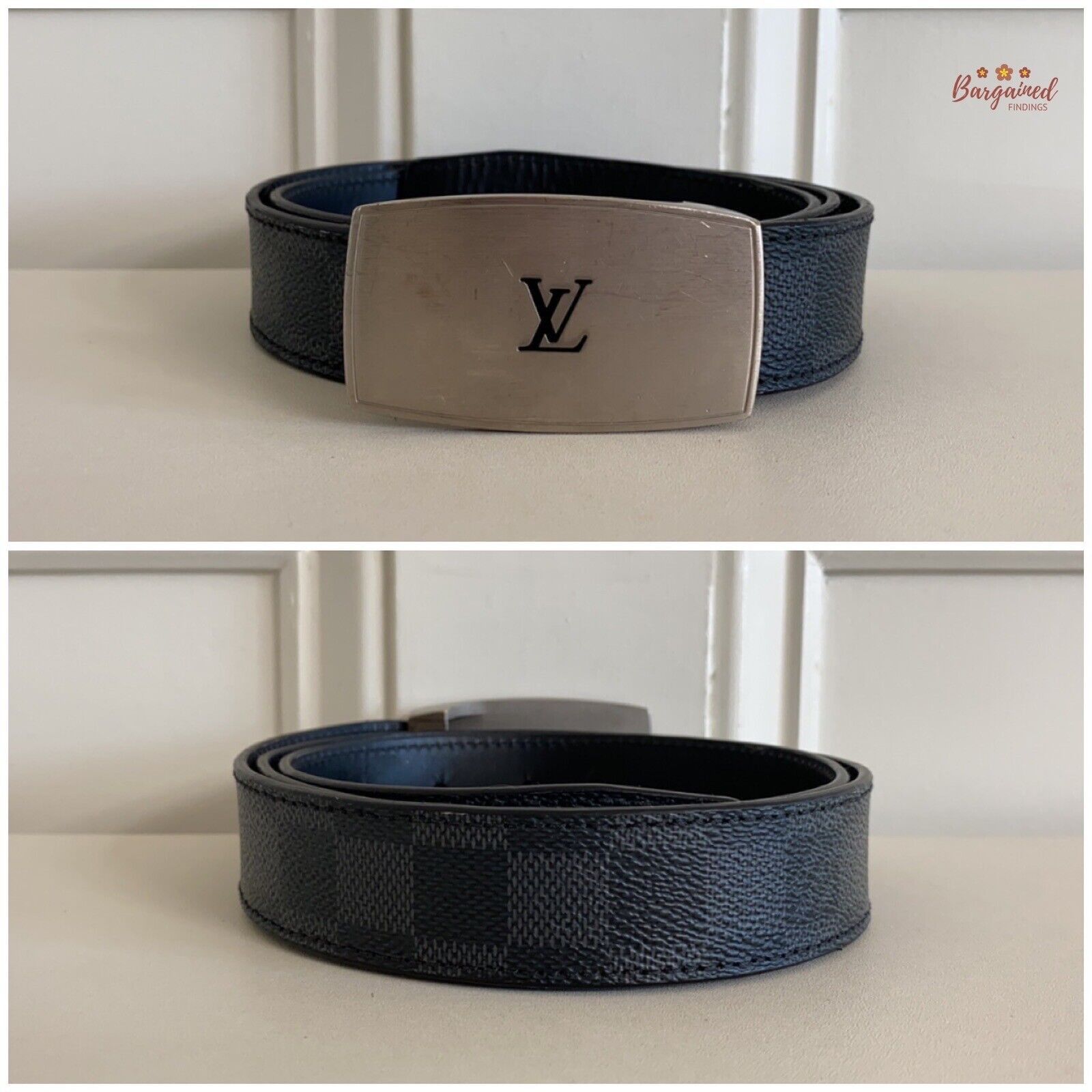 Louis Vuitton Louis Vuitton Black Damier Graphite Suntulle CUT Buckle Belt Size 30 - 8 Thumbnail