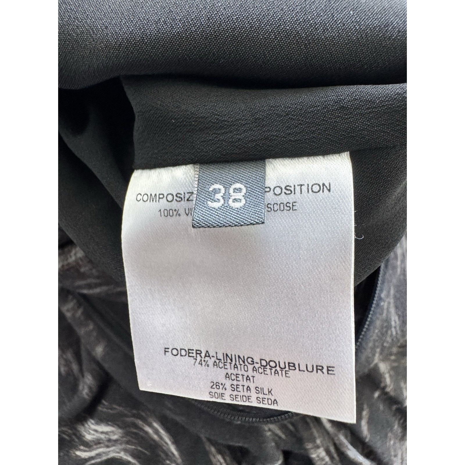McQ Alexander McQueen Alexander McQueen Black Printed Crepe Draped Midi Dress 38 Size XS / US 0-2 / IT 36-38 - 4 Thumbnail