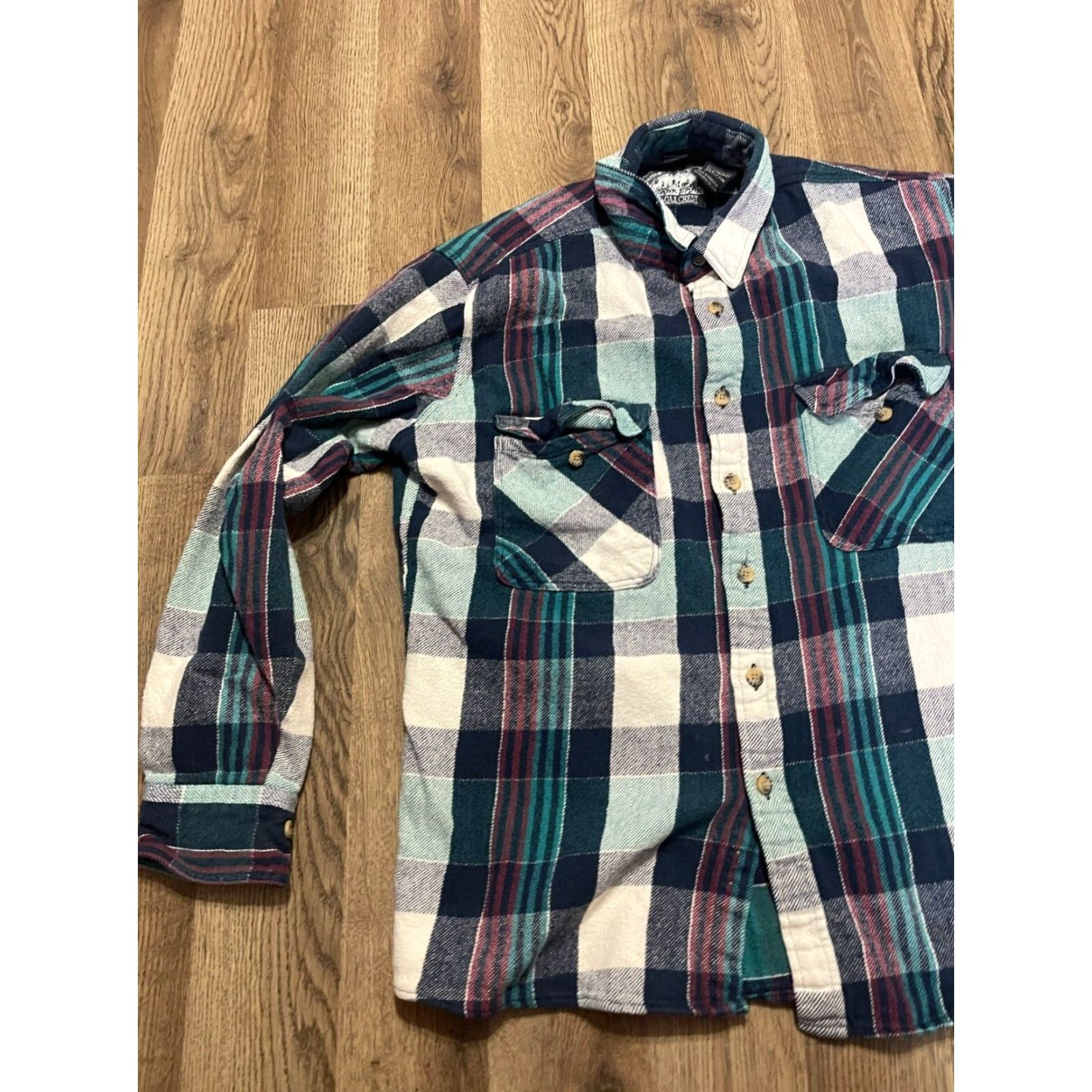 Vintage Elk Shirt Mens Size Large Blue Green Purple Plaid Button-Up Comfort Fit Shirt Size US L / EU 52-54 / 3 - 3 Thumbnail