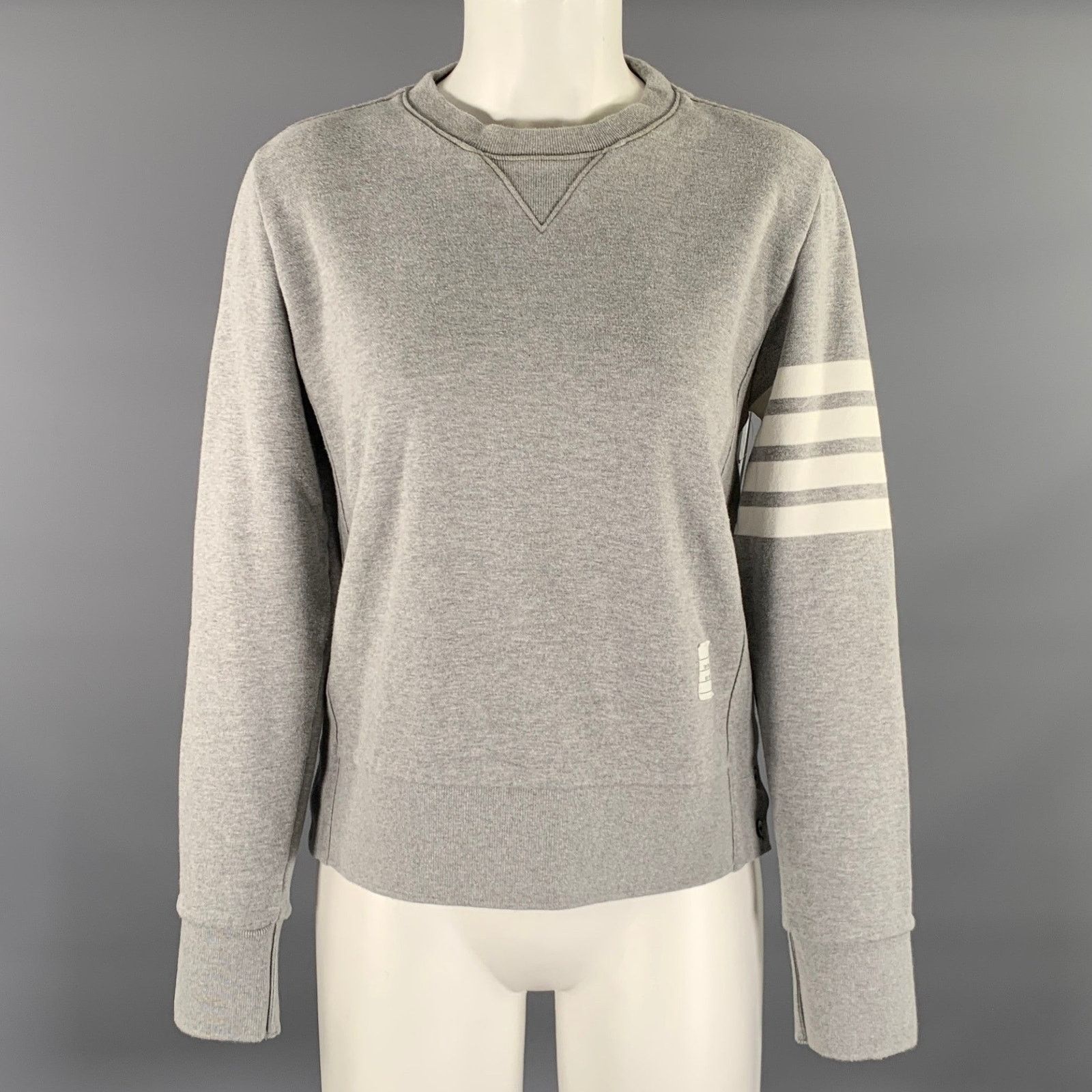 Thom Browne THOM BROWNE L Grey RWB Cotton Stripe Cropped Pullover Size L / US 10 / IT 46 - 1 Thumbnail