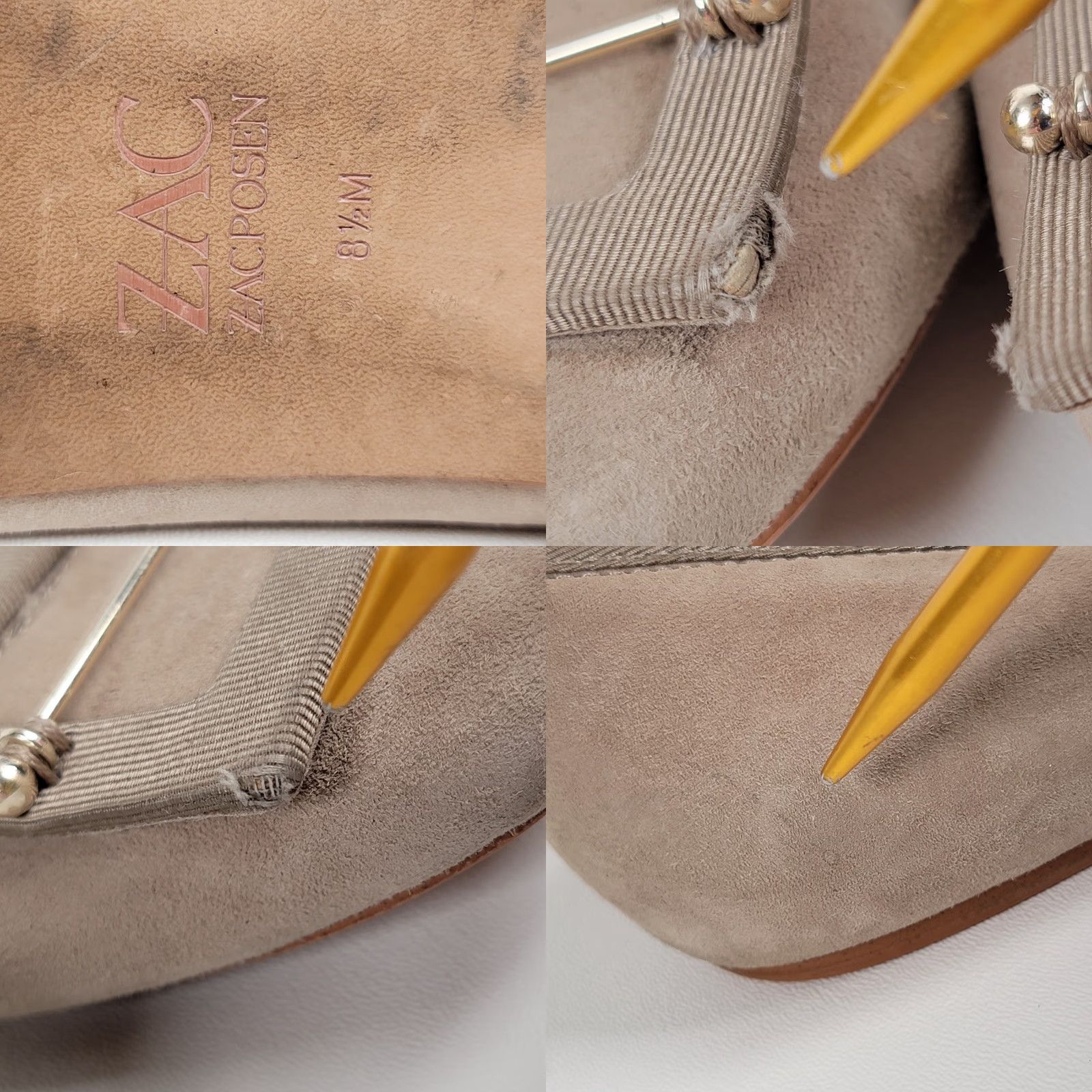 Zac Posen Zac Zac Posen Vonte Beige Suede Buckle Square Toe Slip On Ballet Flats 8.5 Womens Size US 9 / IT 39 - 8 Thumbnail