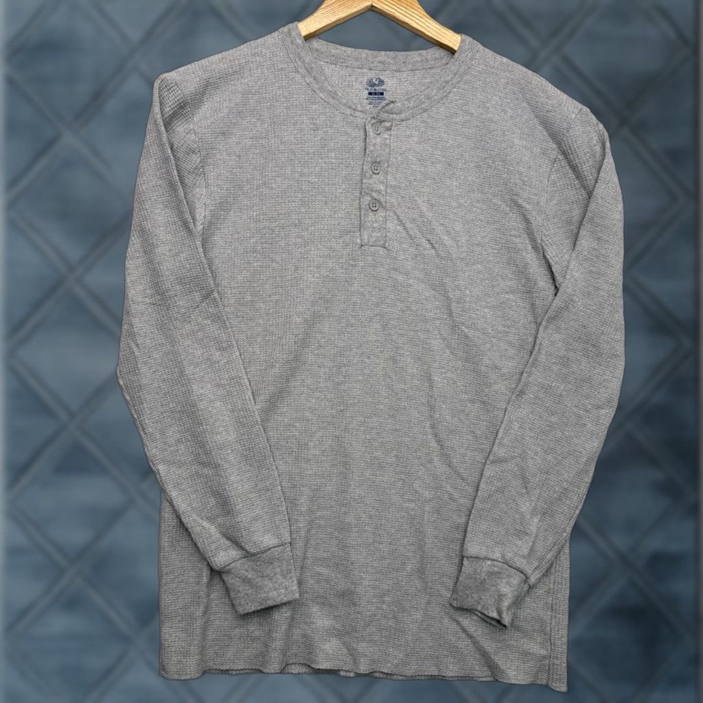 Fruit Of The Loom Fruit of the Loom Thermal Henley Shirt Mens XL Gray Long Sleeve Size US XL / EU 56 / 4 - 1 Thumbnail