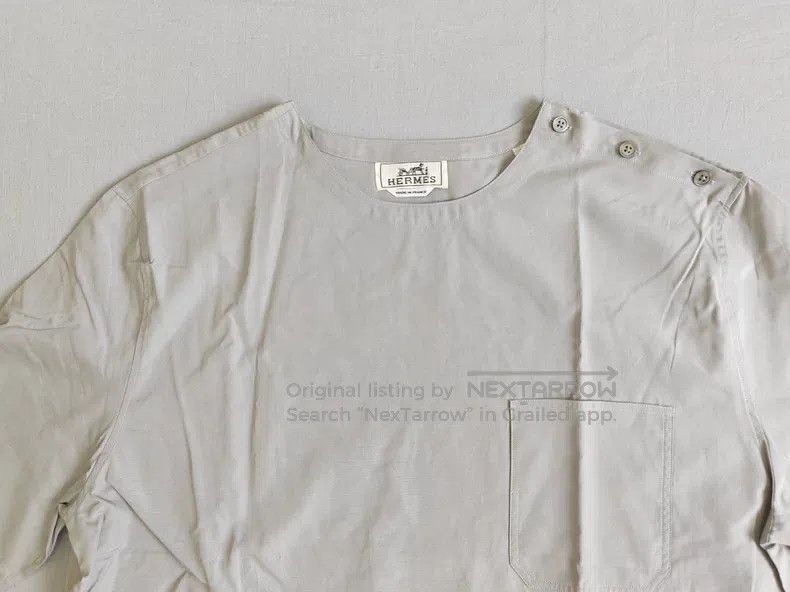 Hermes Hermes Men's Short Sleeve T-Shirt, Grey, 100% Cotton, Pock Size US L / EU 52-54 / 3 - 2 Thumbnail