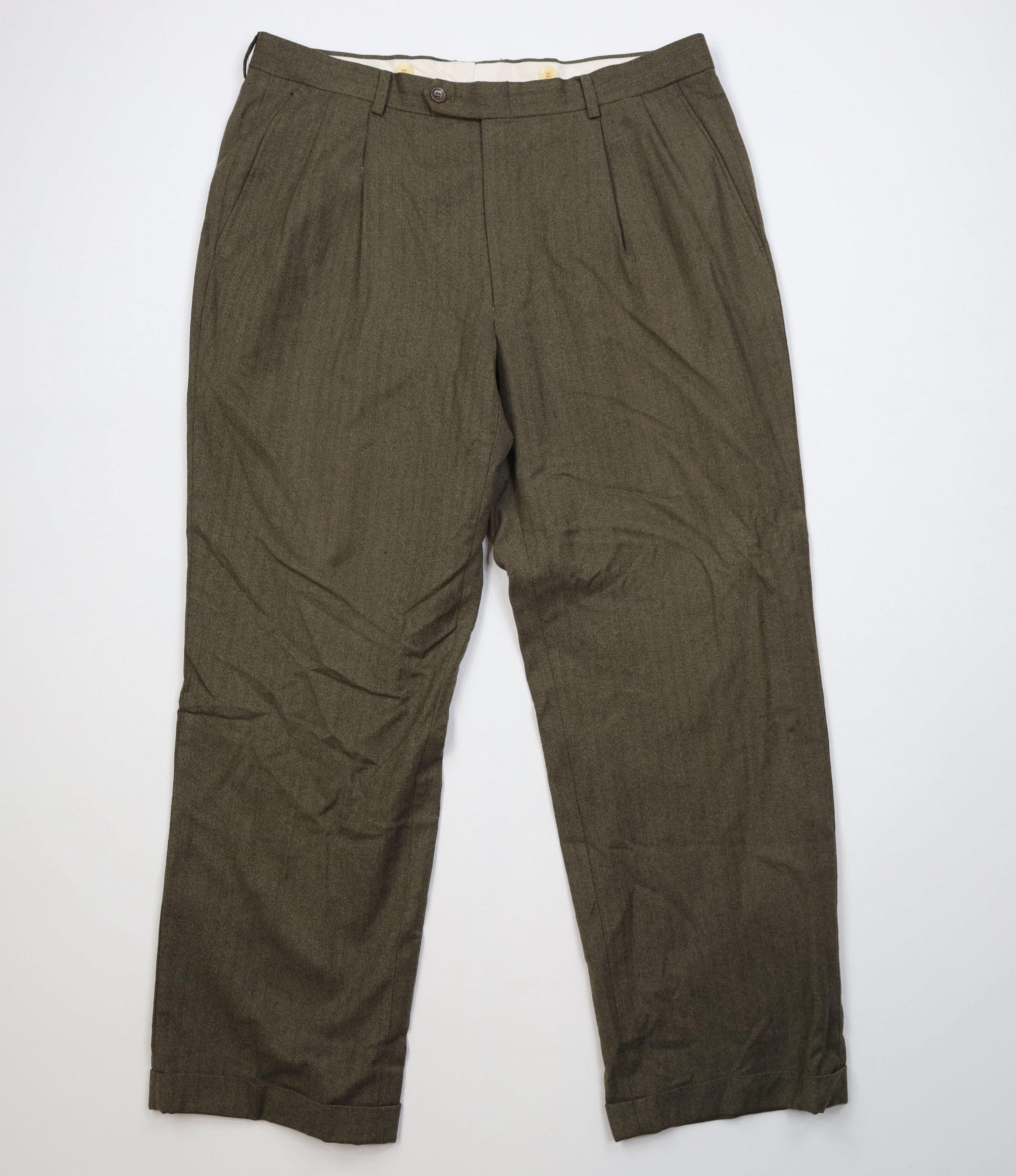 Vintage Vintage 90s Streetwear Wool Herringbone Wide Leg Chino Pants Size US 36 / EU 52 - 1 Thumbnail