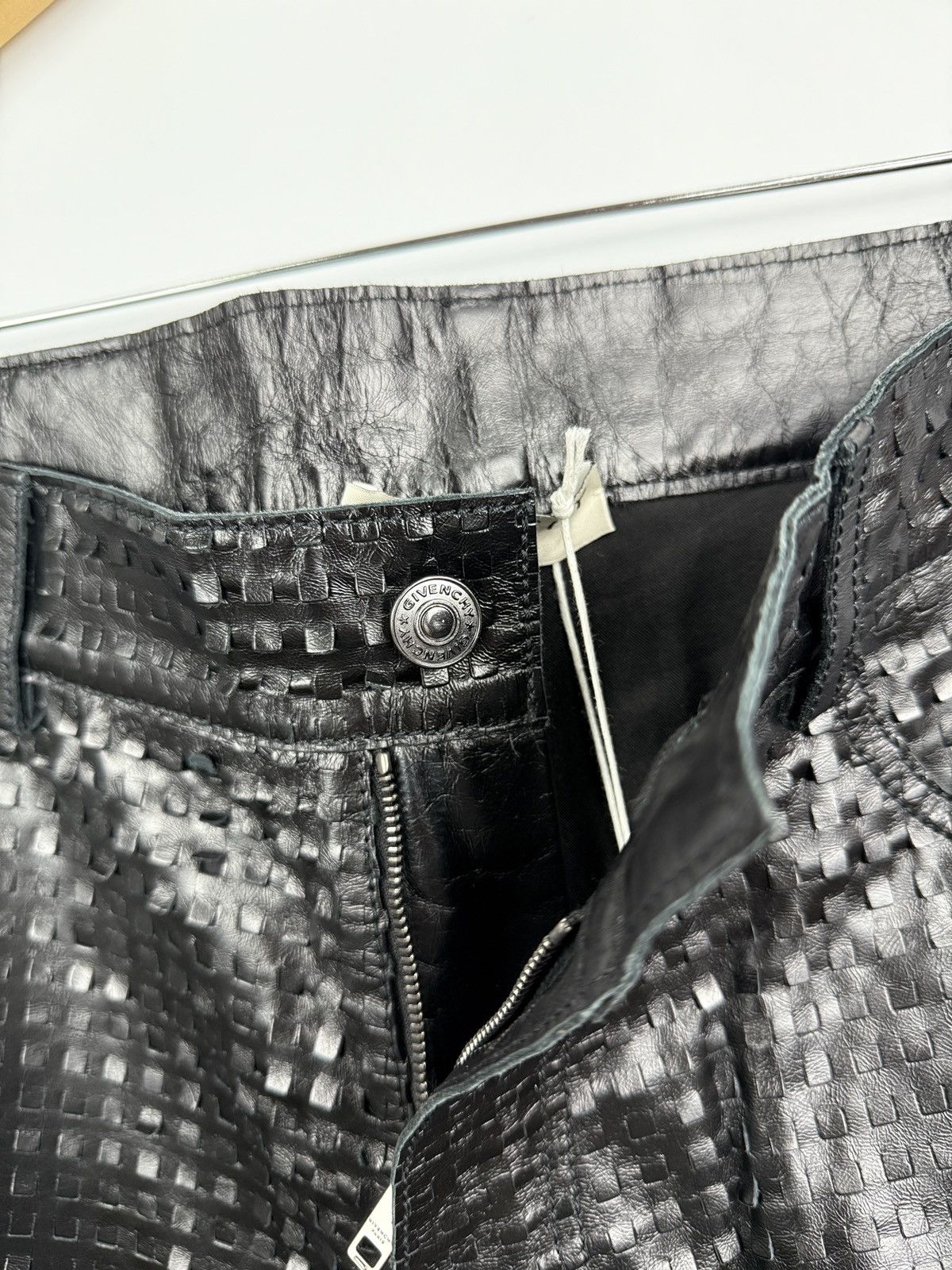 Givenchy ❗️NEW Givenchy Embossed Leather Pants Textured Square Pattern Size US 31 - 10 Thumbnail