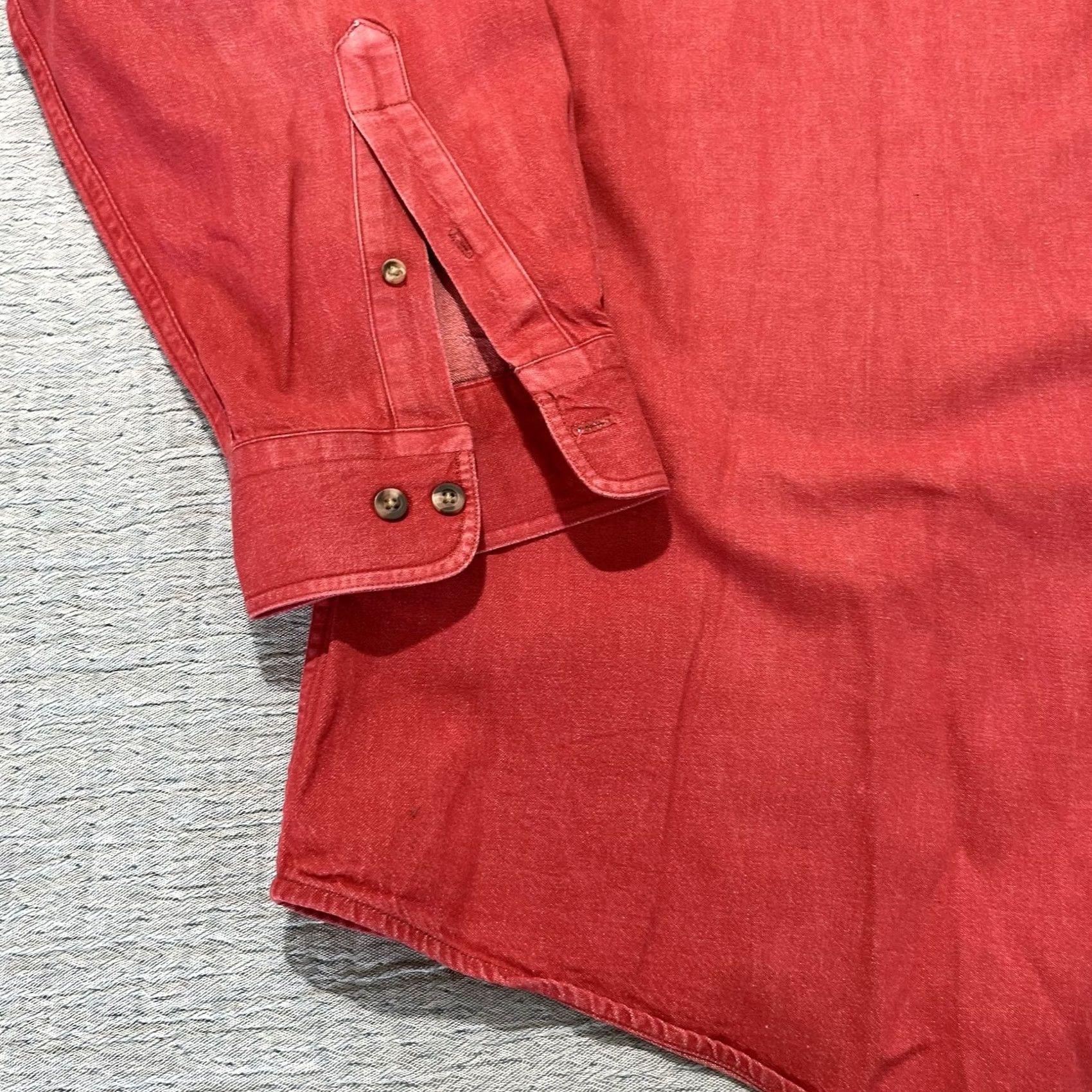 Lands' End VINTAGE Lands' End Heavyweight Cotton Work Shirt Men Solid Red XL Long Sleeve Button-Down Collar Size US XL / EU 56 / 4 - 2 Thumbnail