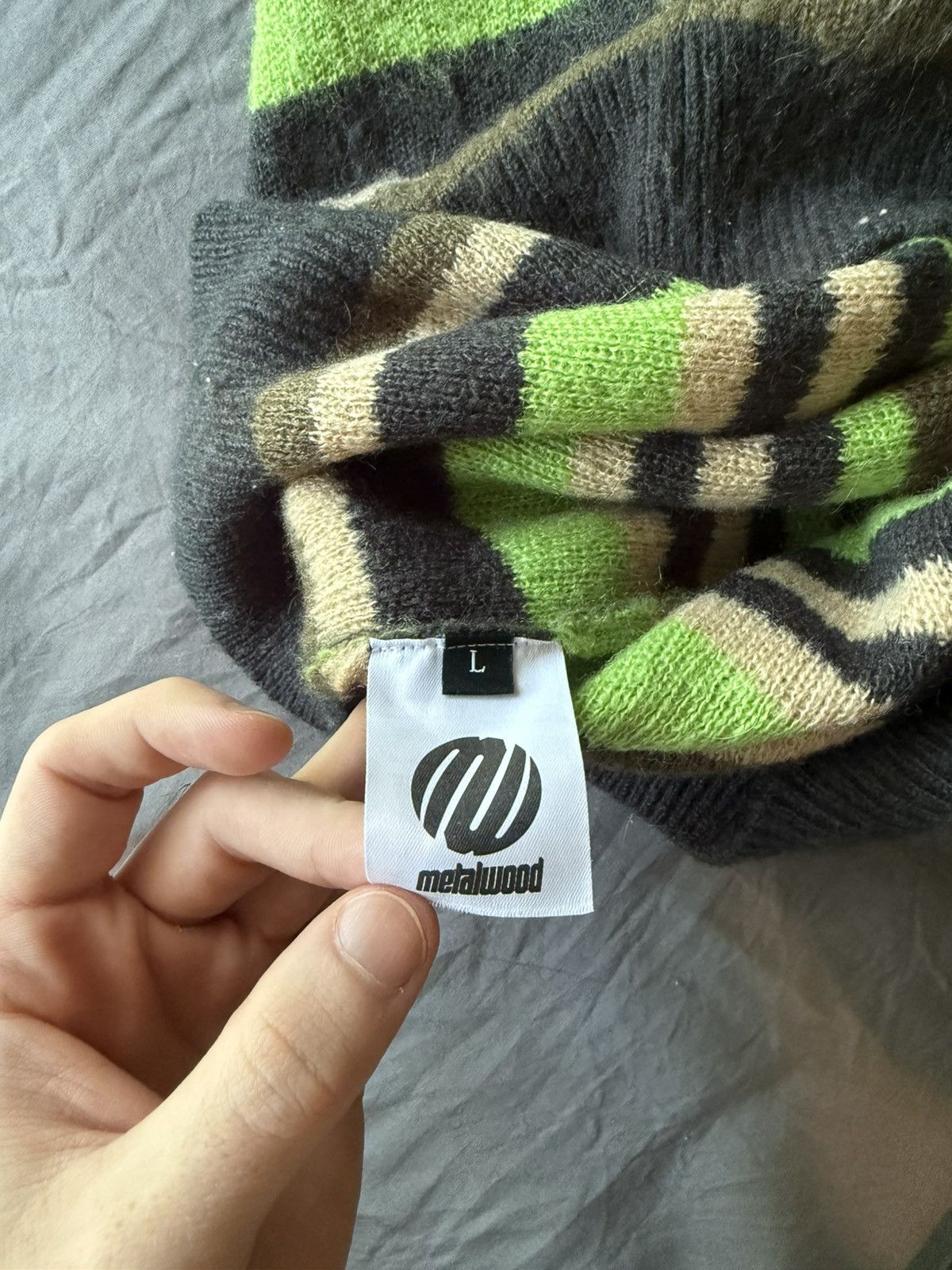 Metalwood Studio Metalwood Studio Striped Mohair Knit Sweater Dark Green Size US L / EU 52-54 / 3 - 4 Thumbnail