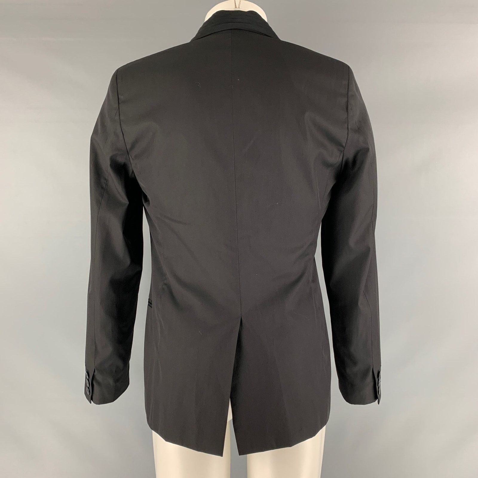 Jean Paul Gaultier Size 38 Black Solid Wool Silk Shawl Collar Sport Coat Size 38R - 4 Thumbnail