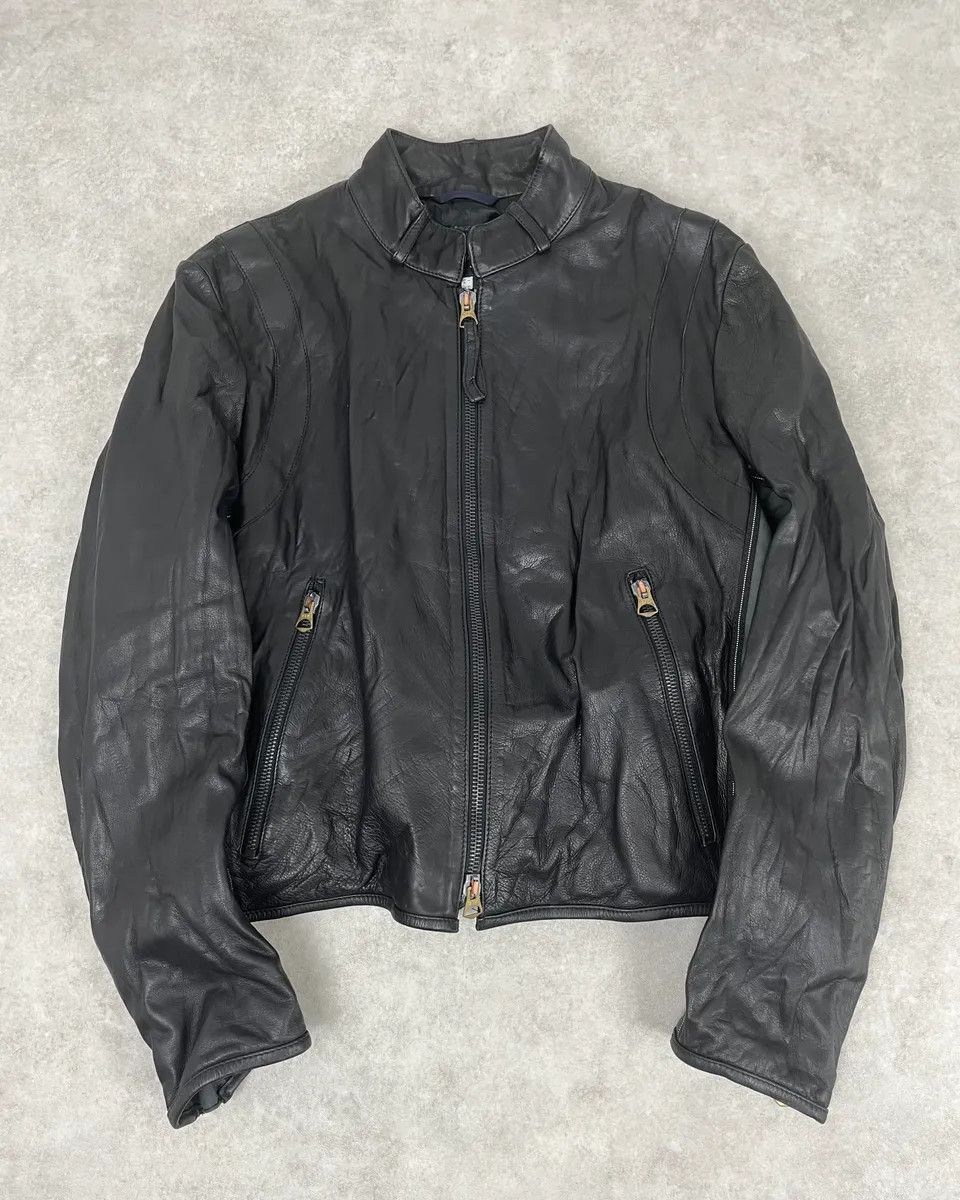 Armani 2000s Armani Hybrid Black & Green Leather Biker Jacket Size US M / EU 48-50 / 2 - 1 Thumbnail