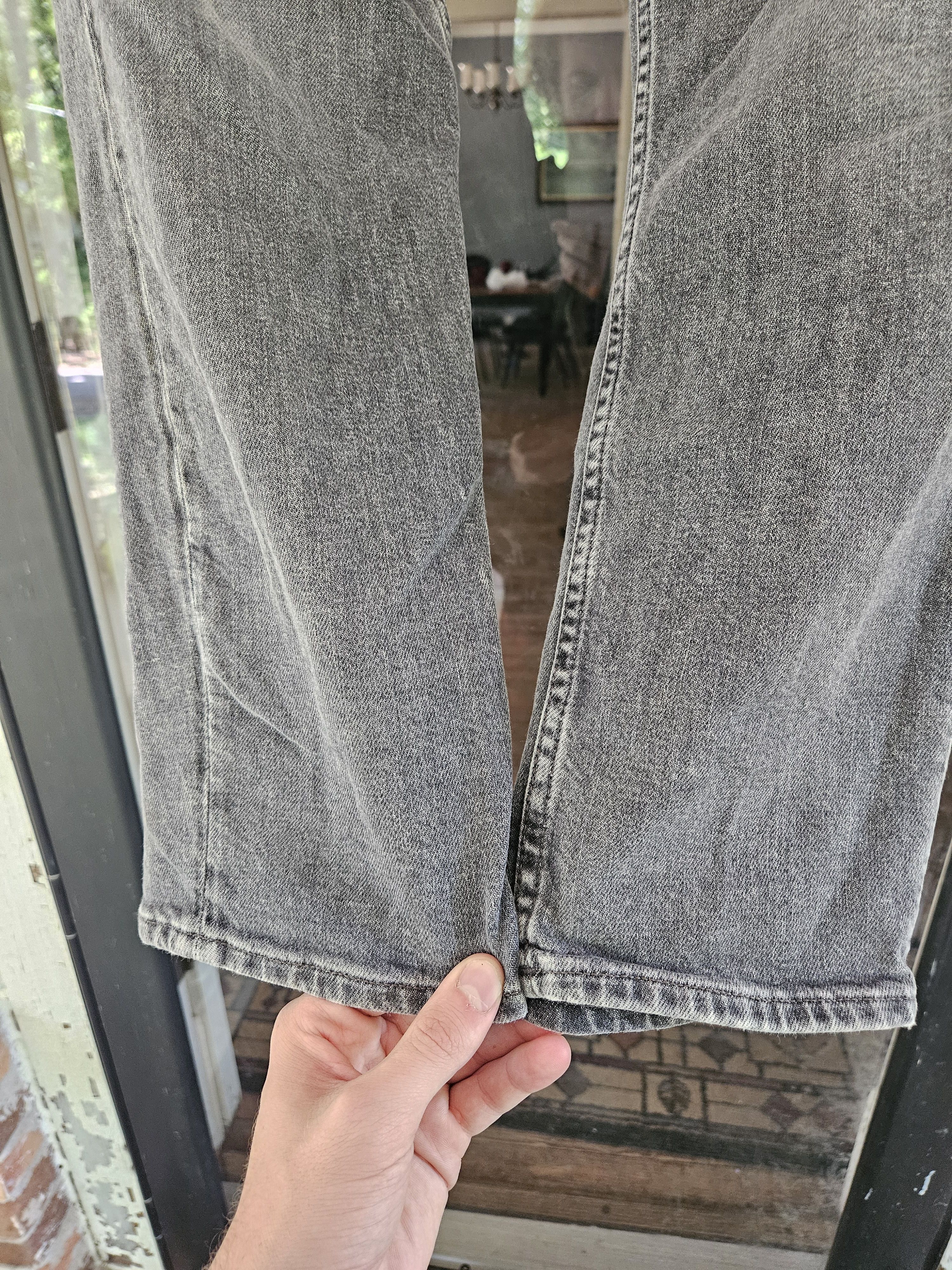 Acne Studios River Ash Black Leather Back Patch Gray Soft Denim Jeans Size US 31 - 8 Thumbnail