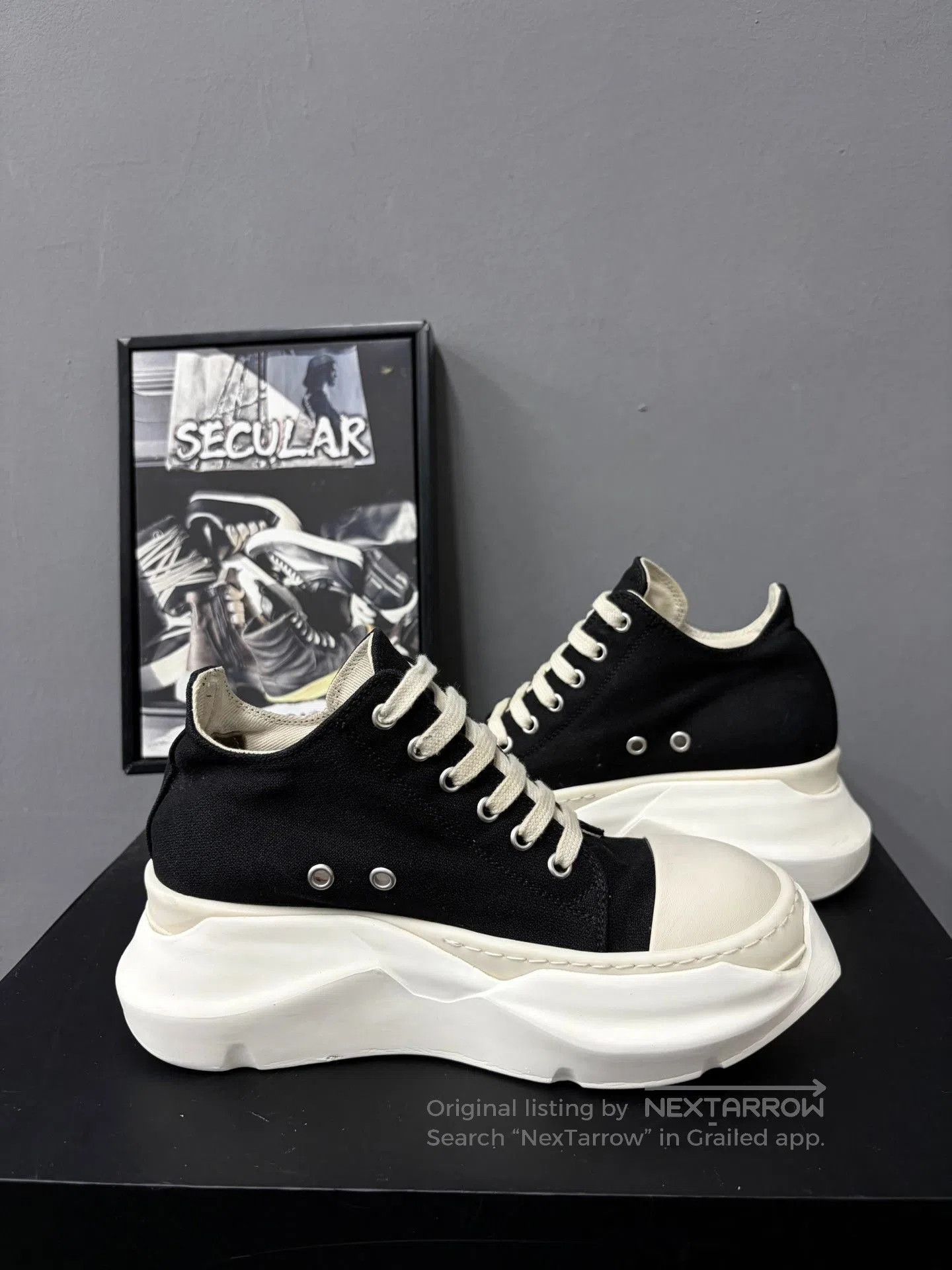 Rick Owens Rick Owens Classic Black White Low Top. Size US 5 / IT 35 - 6 Thumbnail