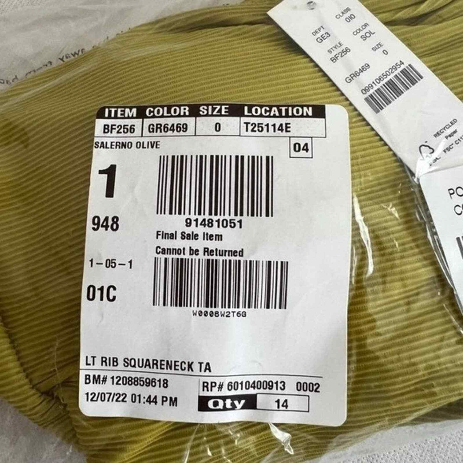 J.Crew J.CREW Salermo Olive Ribbed Squareneck One-piece, US0 Size ONE SIZE - 10 Thumbnail