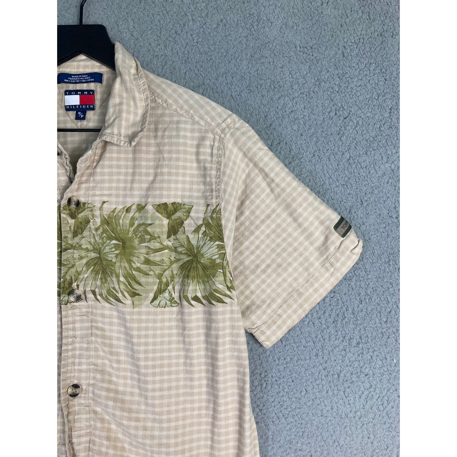 Tommy Hilfiger Tommy Hilfiger Men's S Beige Check Short Sleeve Shirt Size US S / EU 44-46 / 1 - 4 Thumbnail