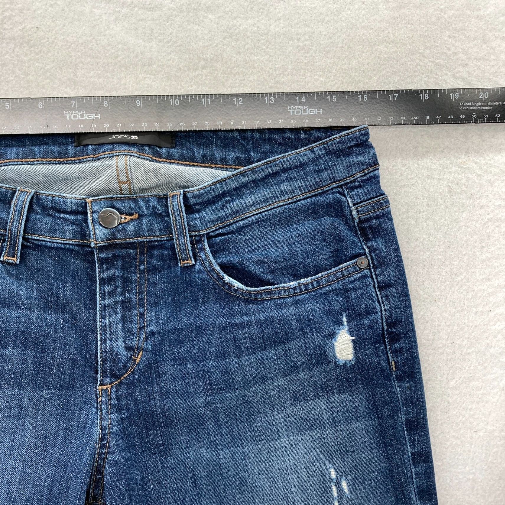Vintage Joe's Jeans Women's 28 Slim Fit Straight Leg Dark Blue Stretch Denim Distressed Jeans Size 24" / US 00 / IT 34 - 7 Thumbnail