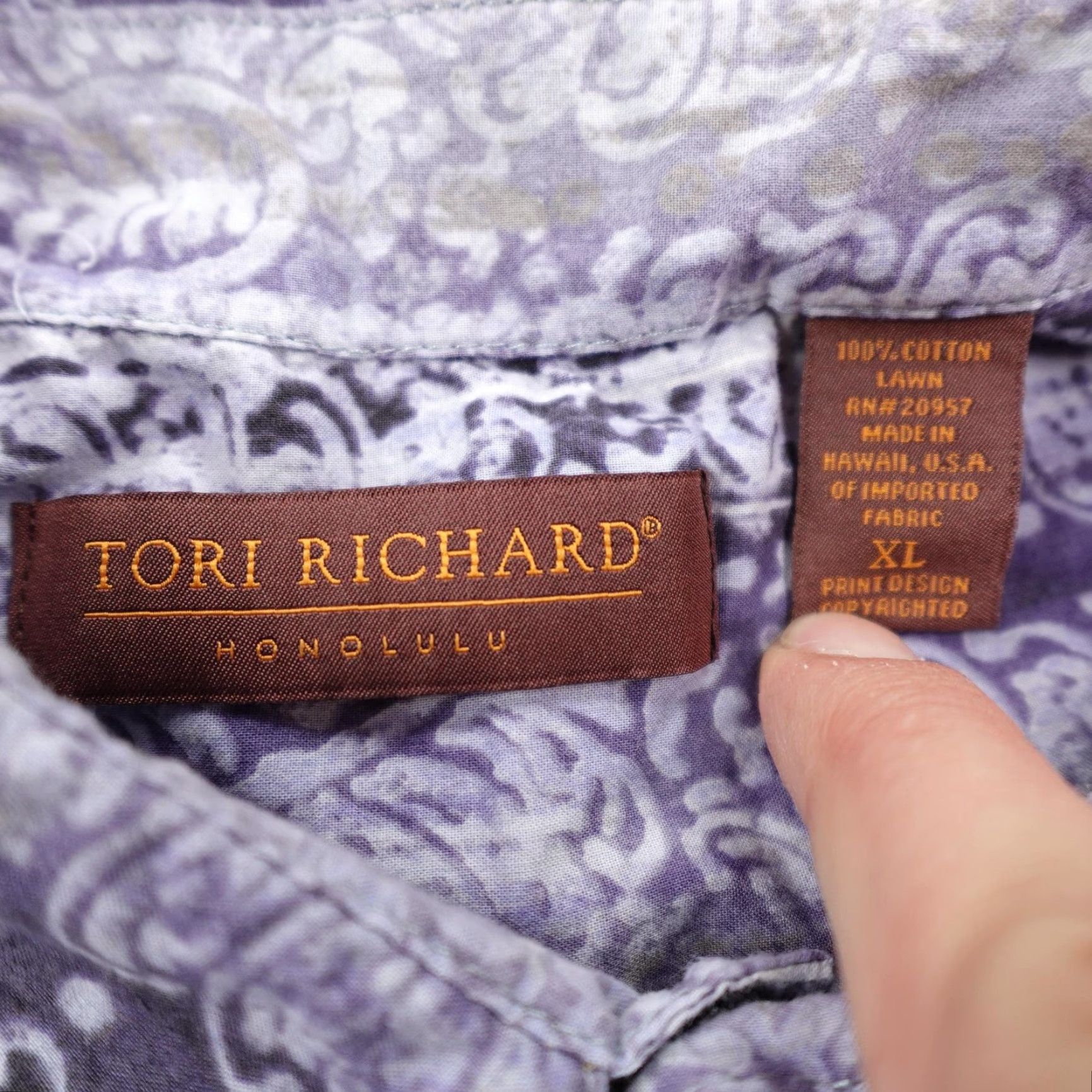Tori Richard Tori Richard Shirt Mens XL Purple White Paisley Hawaiian Aloha Button Up Camp Size US XL / EU 56 / 4 - 7 Thumbnail
