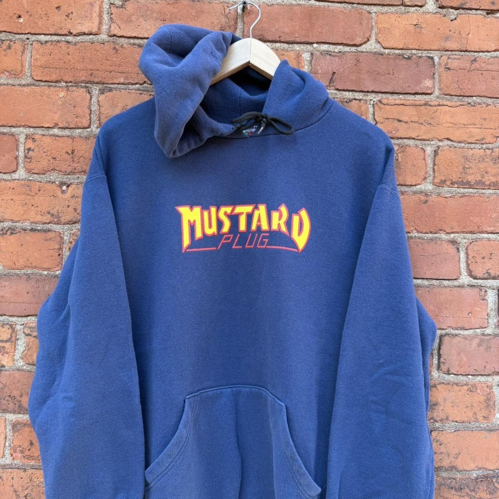 Fruit Of The Loom Vintage mustard plug thrasher rip hoodie 90s/00s L Size US L / EU 52-54 / 3 - 3 Thumbnail