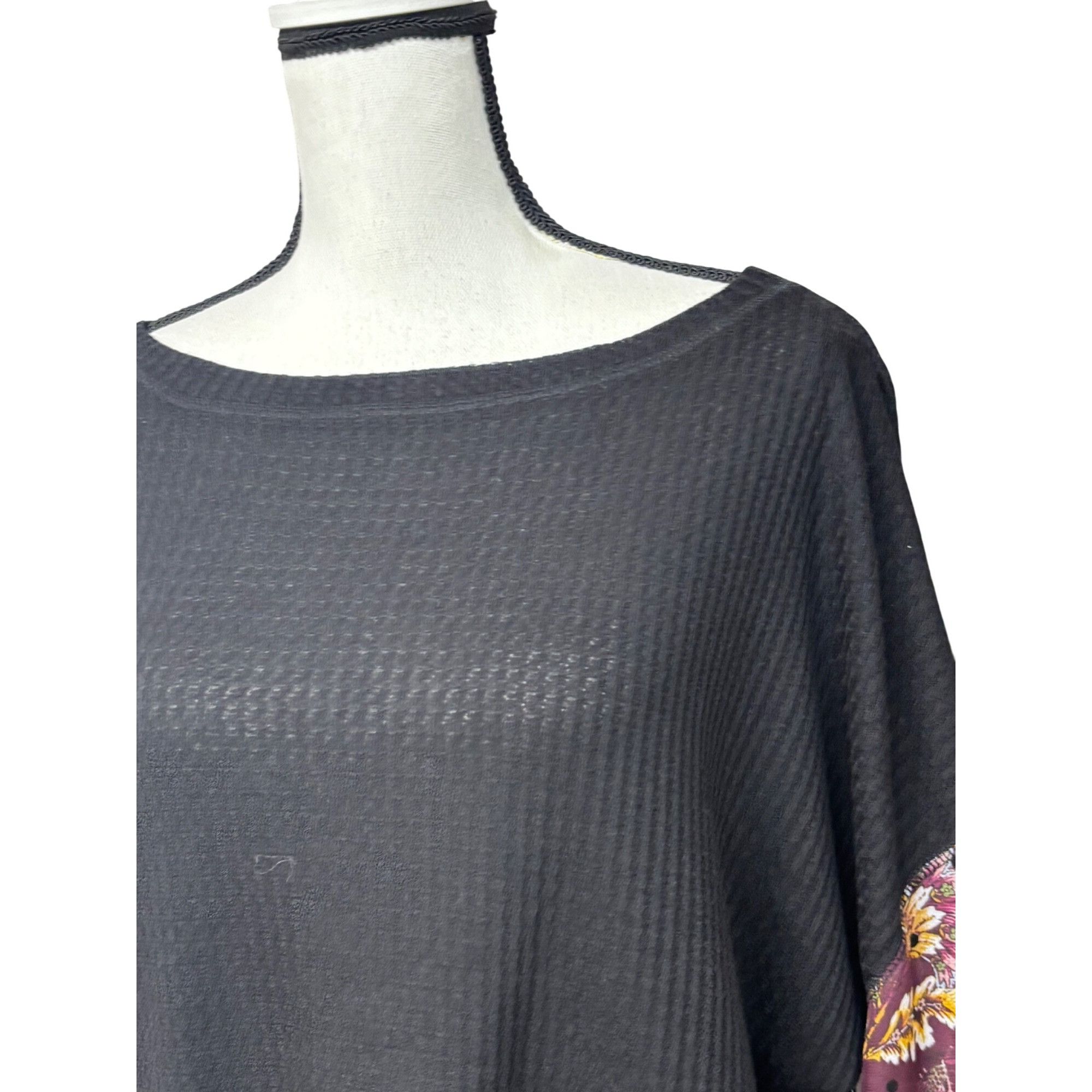 Other Gypsies & Moondust Juniors' Waffle Knit Sheer Sleeve Top, Bu Size L / US 10 / IT 46 - 4 Thumbnail