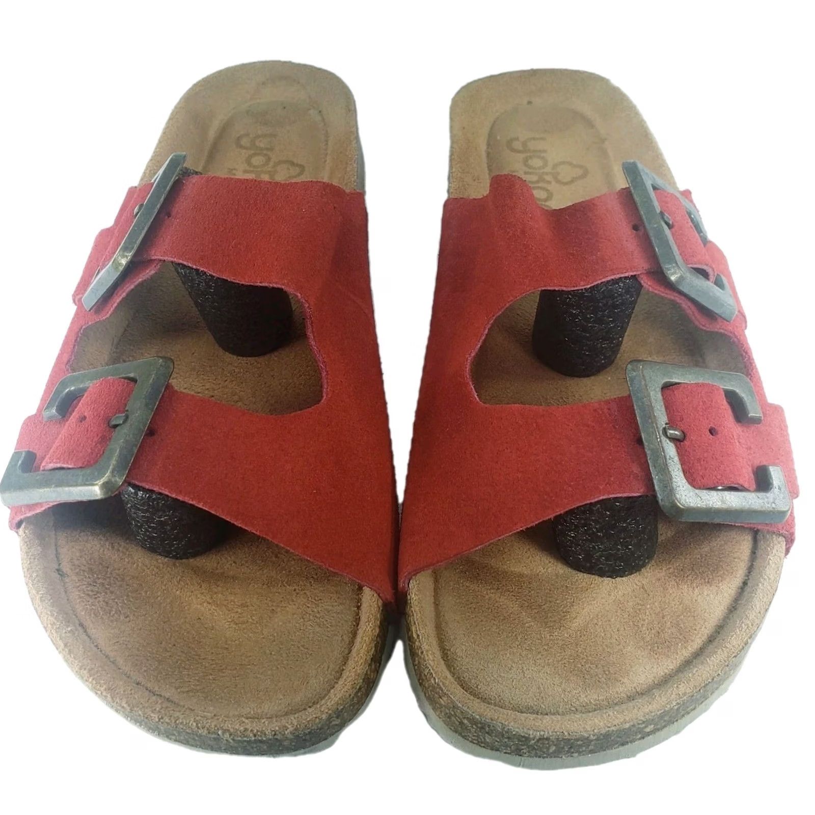 Vintage VINTAGE? No. Yokono Red Leather Women's Slide Sandals 7.5 Made in Spain Size US 8 / IT 38 - 3 Thumbnail