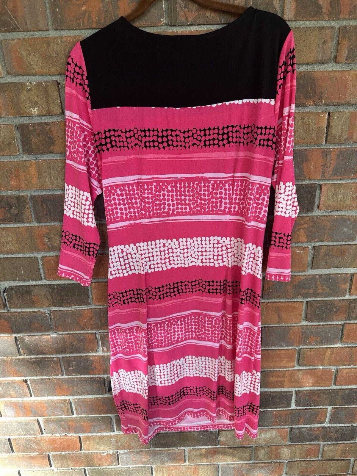 Designer Women's Dress Large New York And Company Pink Stretchy Midi Size L / US 10 / IT 46 - 4 Thumbnail