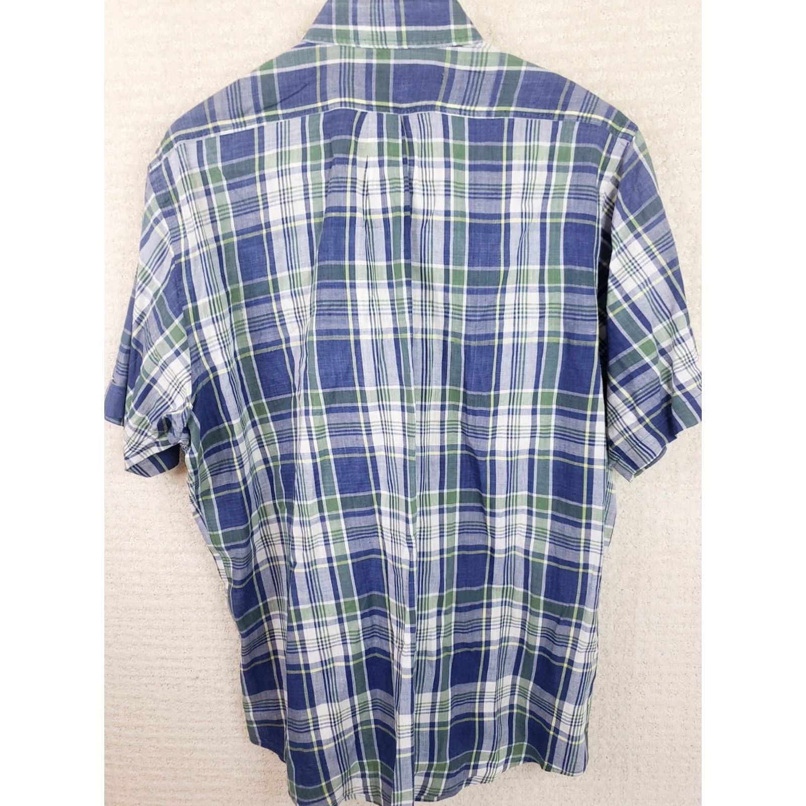 Vintage L.L. Bean Button-Up Shirt XL Blue Plaid Cotton Short Sleeve Traditional Fit Mens Size US XL / EU 56 / 4 - 5 Thumbnail
