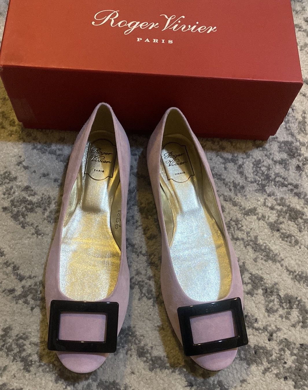 image of Roger Vivier Suede Gommette Ballerina Flats Size 41 in Purple, Women's