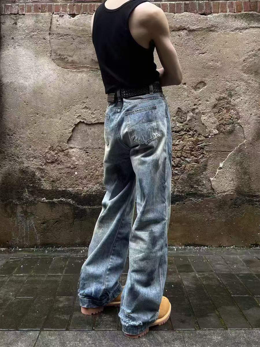 Japanese Brand × Jean Vintage Dirty Wash Inkjet Heavyweight High Street Jeans Size US 30 / EU 46 - 3 Thumbnail