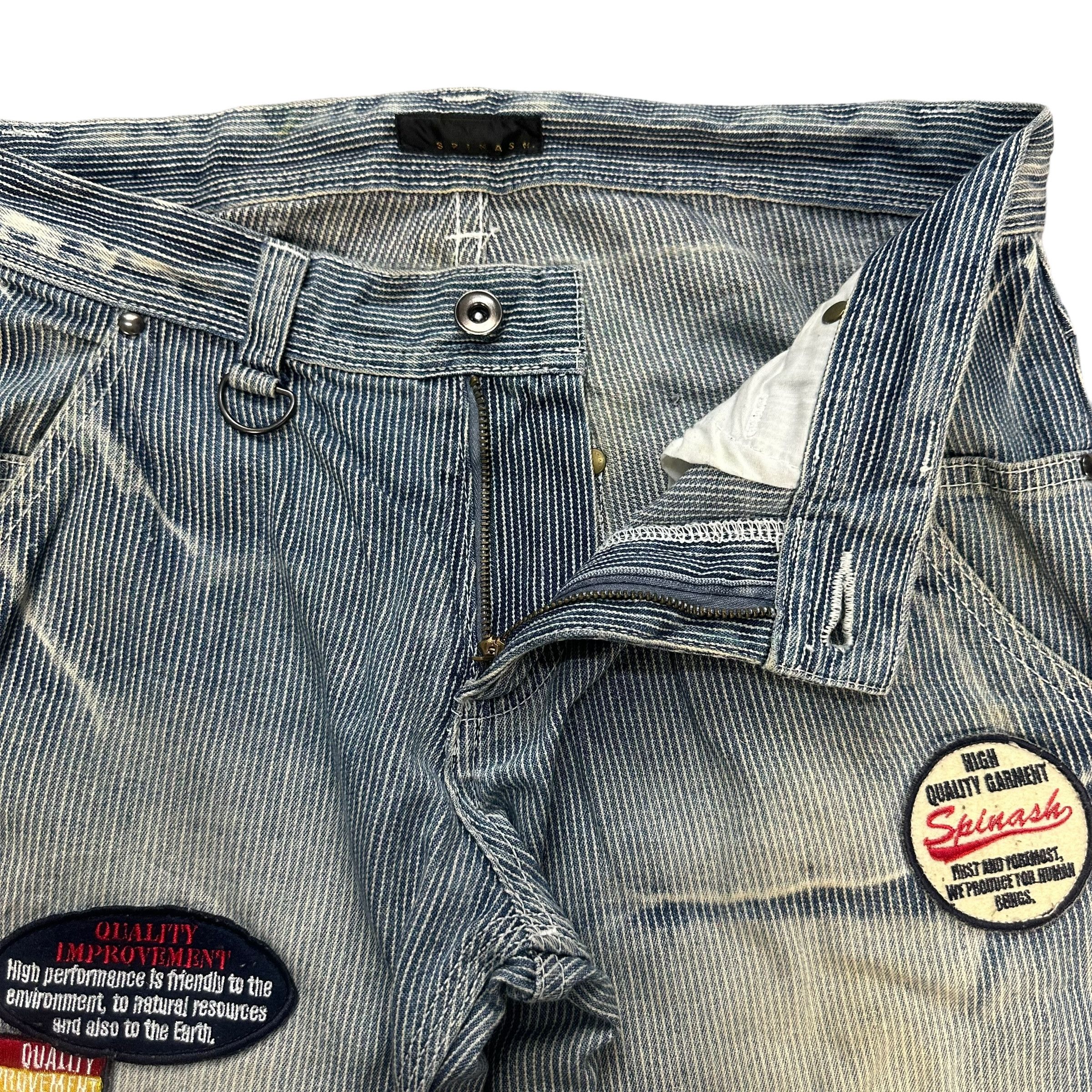 Japanese Brand GOD BLESS YOU PATCHES STRIPED CARPENTER PANT #8861-032 Size US 31 - 11 Thumbnail