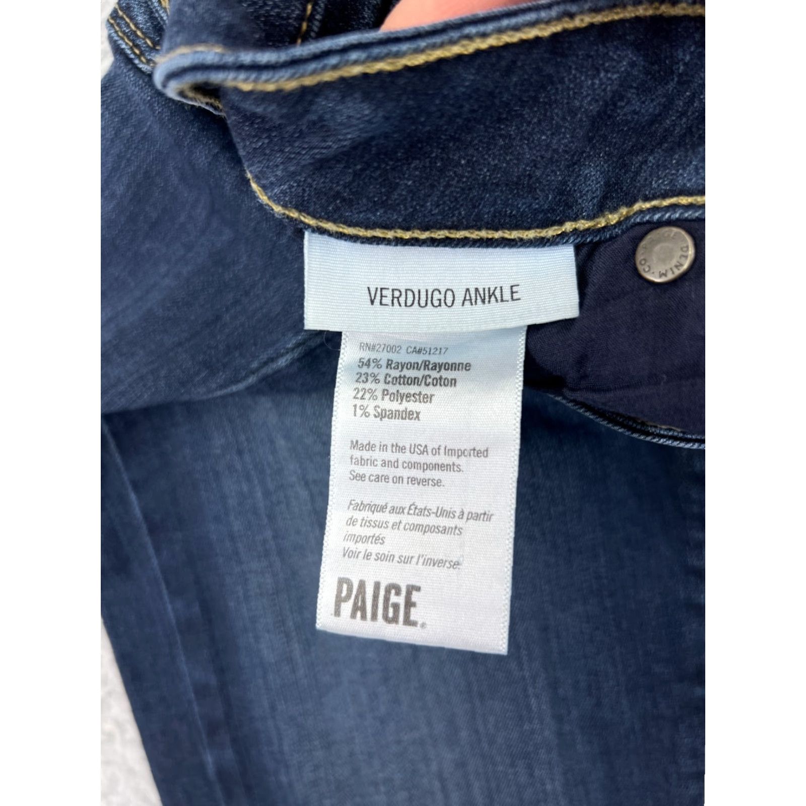 Paige Paige Jeans Womens 26 Blue Denim Jeans Mid Rise 27 Inseam Slim Stretch 5-Pocket Design Classic American Womens Jeans Size 26" / US 2 / IT 38 - 4 Thumbnail