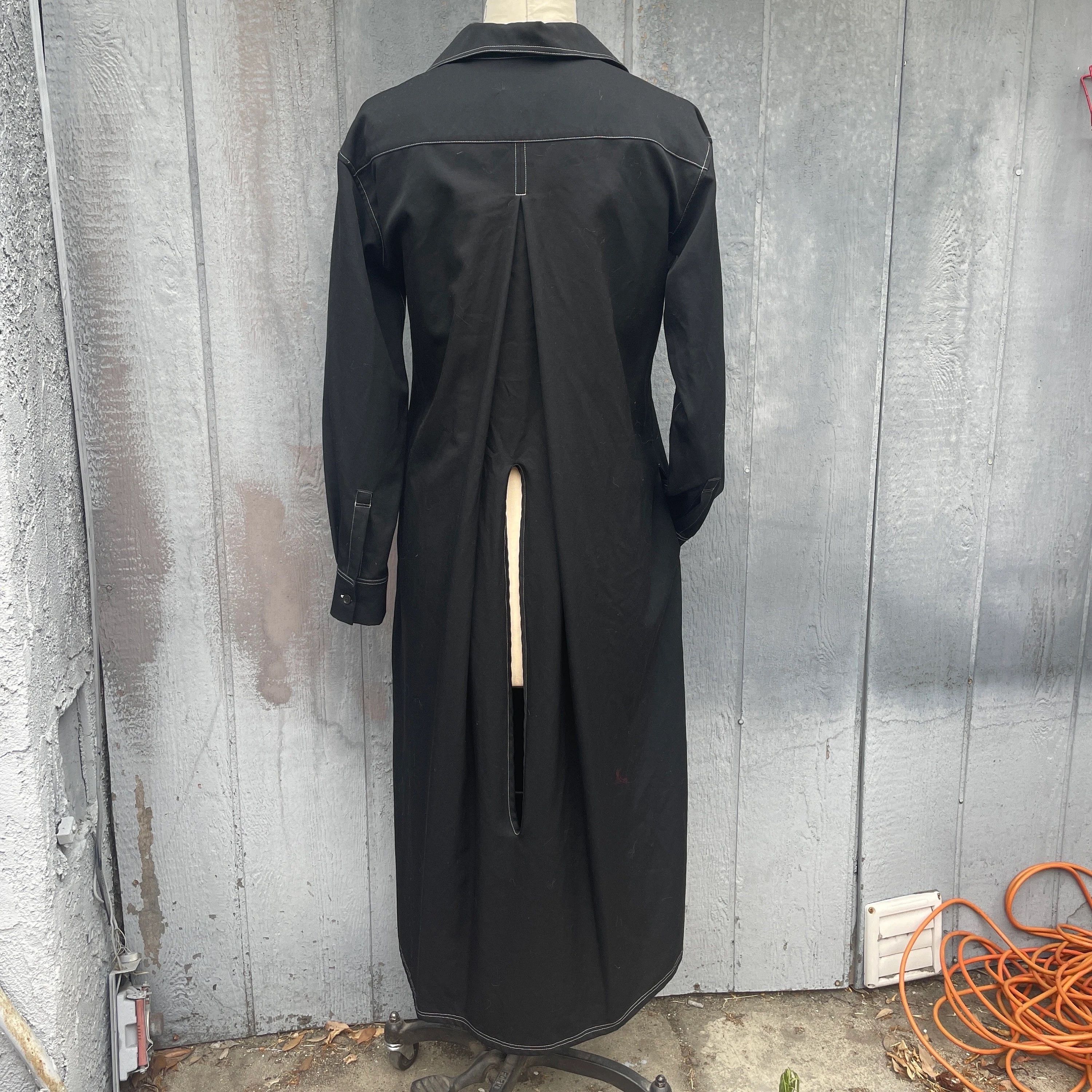 Yohji Yamamoto Yohji Yamamoto Slit Back Maxi Shirt Dress Long Sleeve Wool Size S / US 4 / IT 40 - 1 Thumbnail
