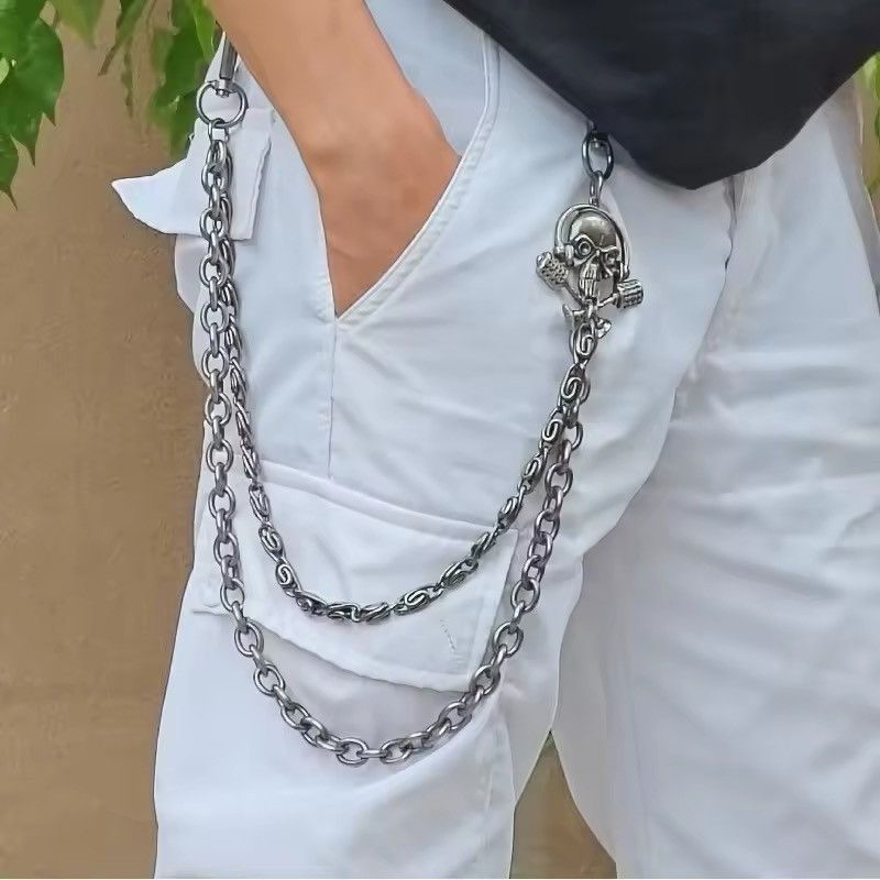 Jewelry Retro Skull Silvery Bilayer Body Pant Waist Chain Size ONE SIZE - 4 Thumbnail