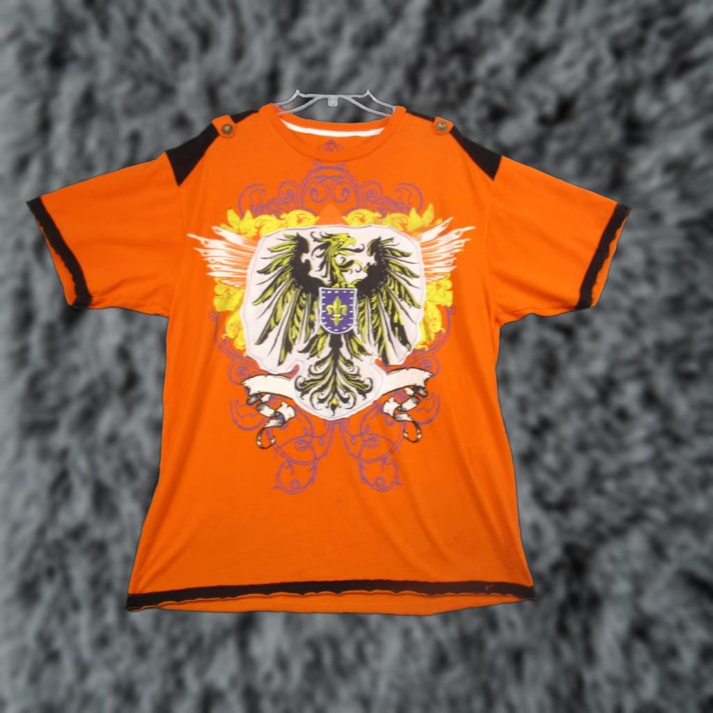 Vintage Attitude Gold Shirt Mens 2XL Orange Black Graphic Eagle Salvation Crest Tee Shirt Size US XXL / EU 58 / 5 - 1 Thumbnail