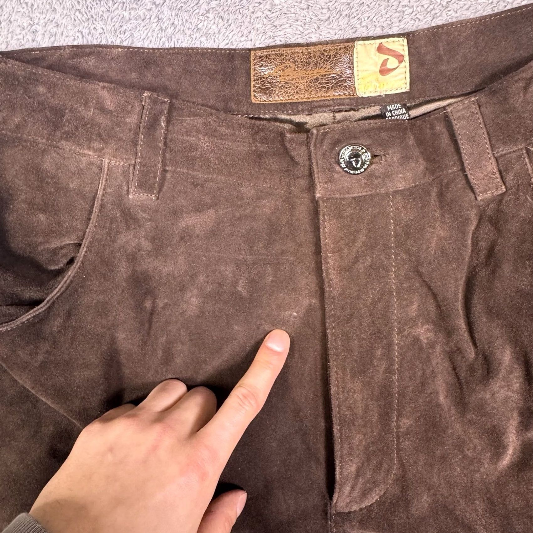 Vintage VINTAGE Davoucci Leather Pants Mens 36x33 Suede Brown Heavyweight Y2K Trouser Size US 36 / EU 52 - 5 Thumbnail